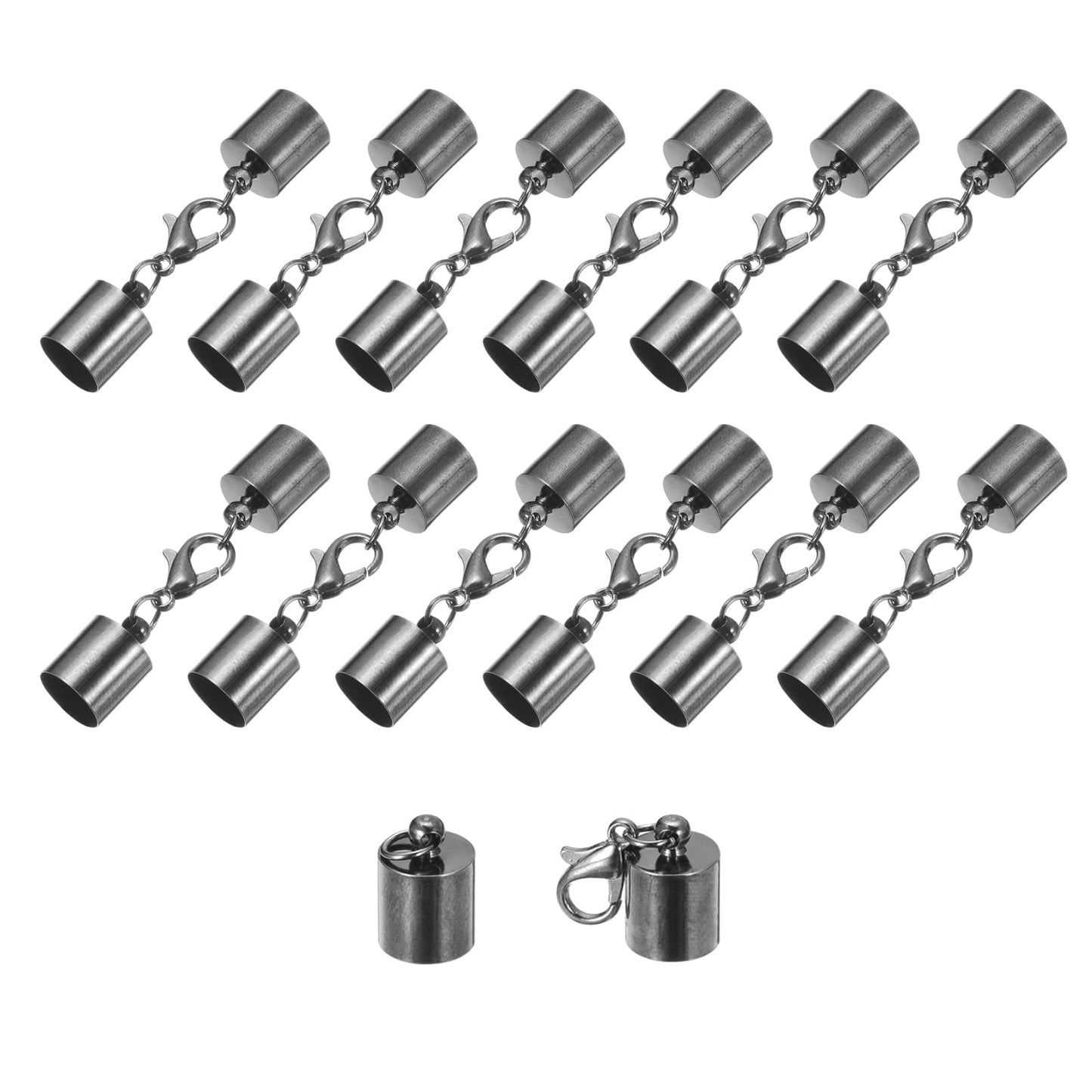 uxcell 20Sets Leather Cord End Caps with Lobster Claw Clasps Fit 4.5mm Cords, Barrel Terminators for DIY Making Leather Bracelets, Bronze Tone BST326L