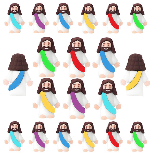20pcs Mini Jesus Statue Ornament Mini Christ Savior Decoration Small Jesus Statue Sunday Religious Party Easter（Colorful） BST220