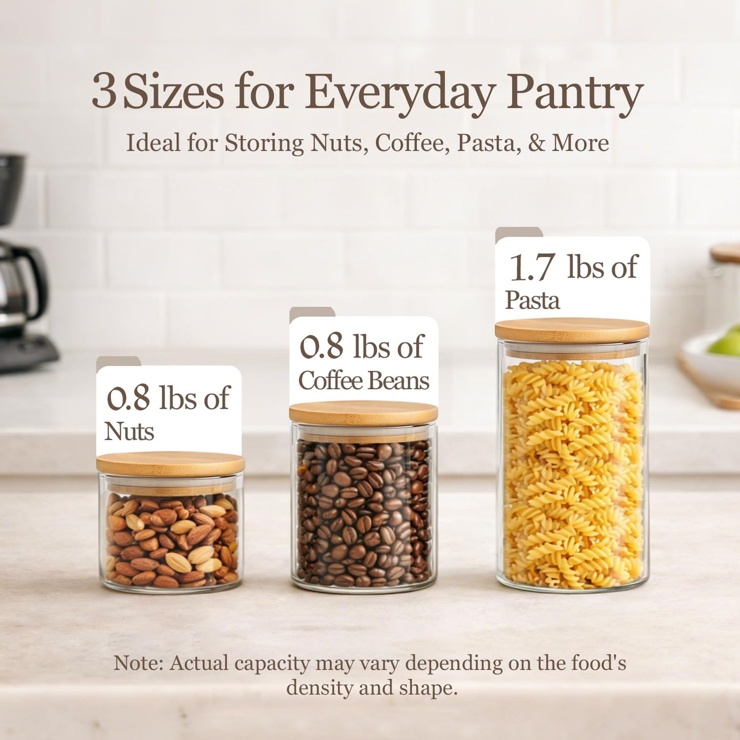 ComSaf Glass Storage Containers With Lids 0.5 Qt, 6 Pack Small Glass Jars | Small Glass Containers, Spice Jar 15oz, Candy, Family Snack Storage, Coffee Bar Organization, Size For Subpackage, BPA Free BST220