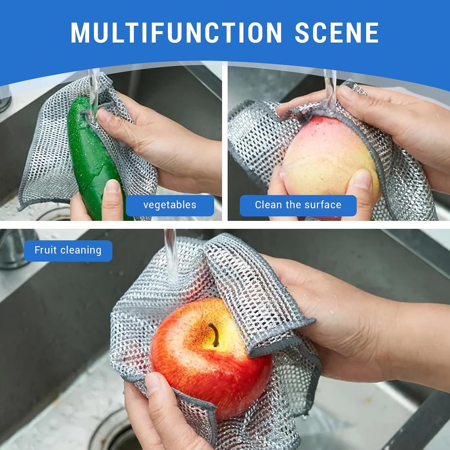 25 PCS Multipurpose Non Scratch Wire Dishcloths, Metal Dishcloth Cleaning Cloth, Steel Dishwashing Dish Rags BST220