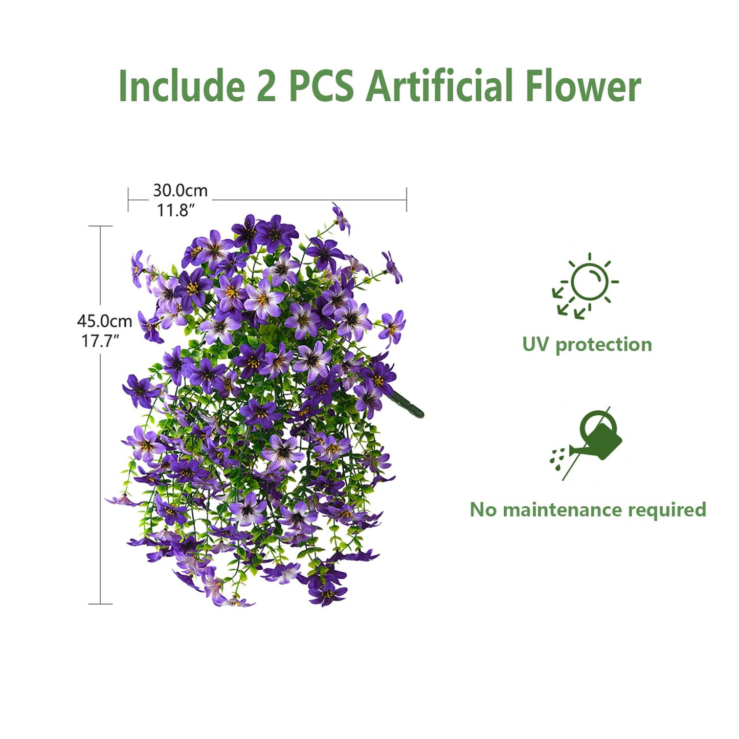 Artificial Flowers for Outdoor Faux Flowers for Plant Pot Spring Decoration | 2 Pcs Faux Hanging Plants UV Resistant Look Real Outside Home Garden Porch Patio Entrance Courtyard Decor BST326H