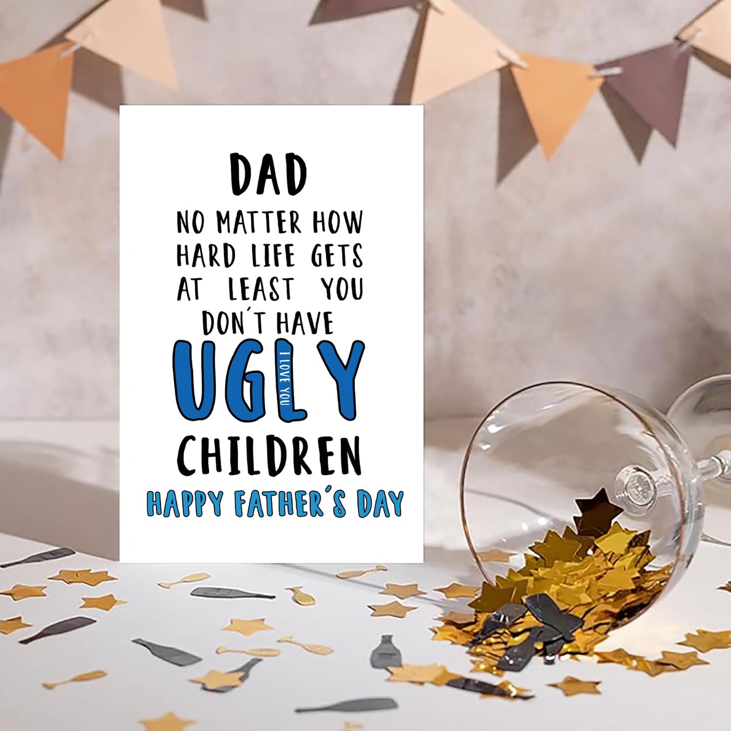 Funny Fathers Day Card for Dad Stepdad Bonus Dad Husband Grandpa, Humorous Happy Father's Day Card Gift from Son Daughter Grandson Granddaughter, Unique Fathers Day Card for Him BST202