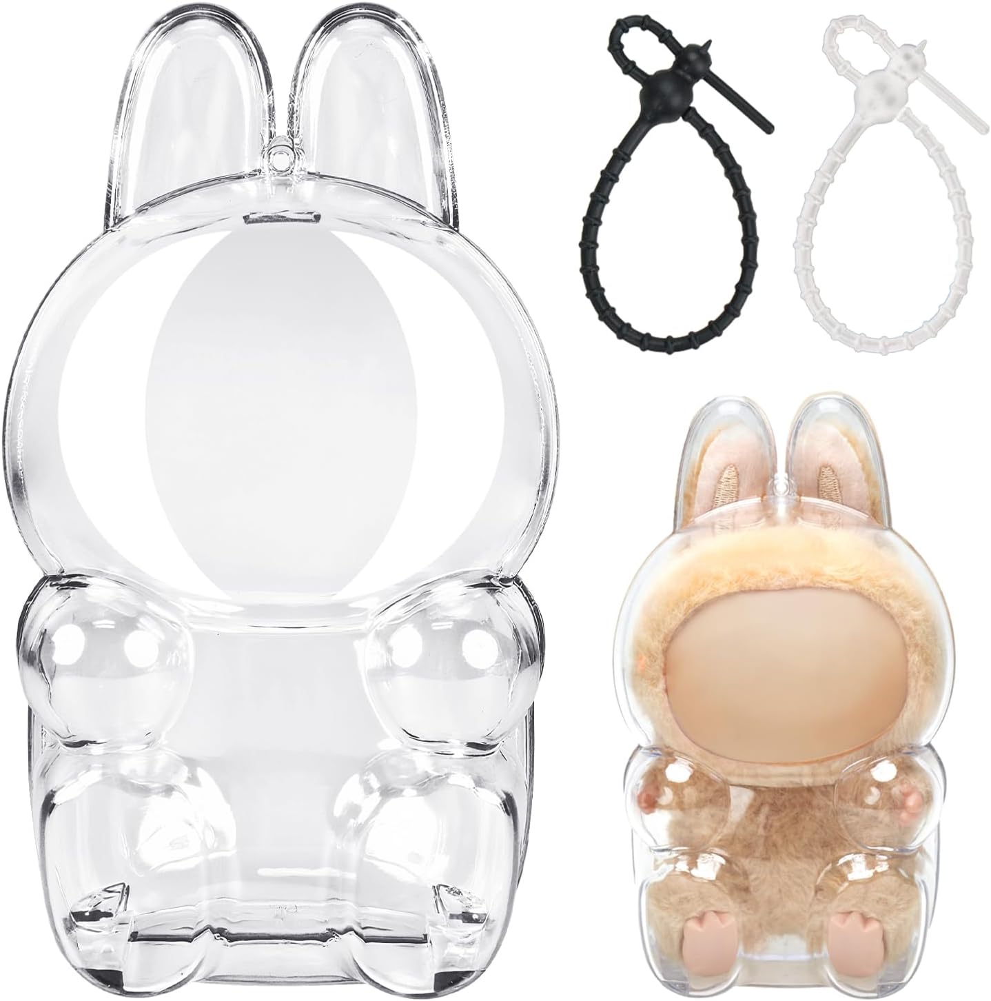 Protective Case for Seated/Sitting Collectibles 5.9 inch - Crystal Clear Hard Acrylic Display Box with Detachable Chain, Dustproof Cover for Doll Storage, Travel & Shelf Showcase (Figure Not Included) WN420
