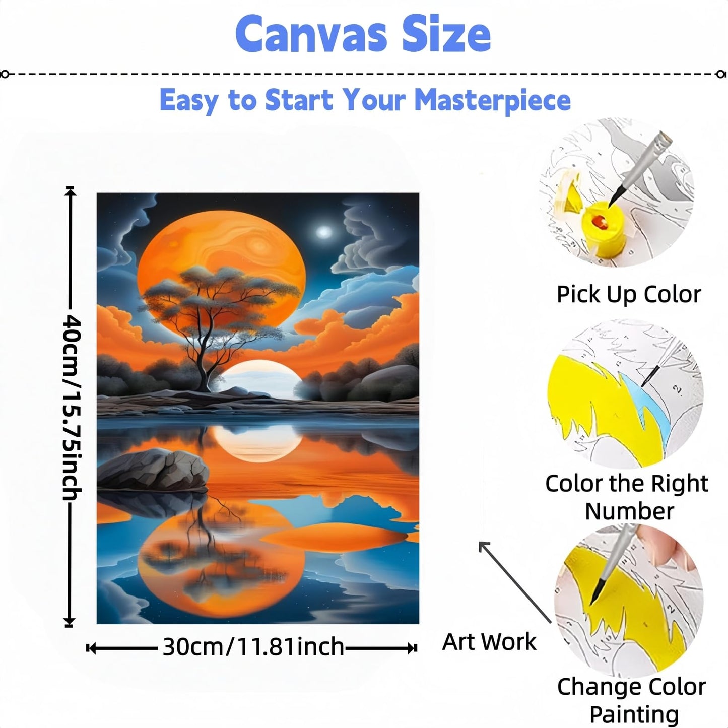 DOTSTART Paint by Numbers Kit for Adults,Beautiful View Paint by Number for Adults,Acrylic Adults' Paint-by-Number Kits, DIY Easy Paint by Number Adult Canvas for Home Wall Art Decor, 11.8X15.75 inch BST220