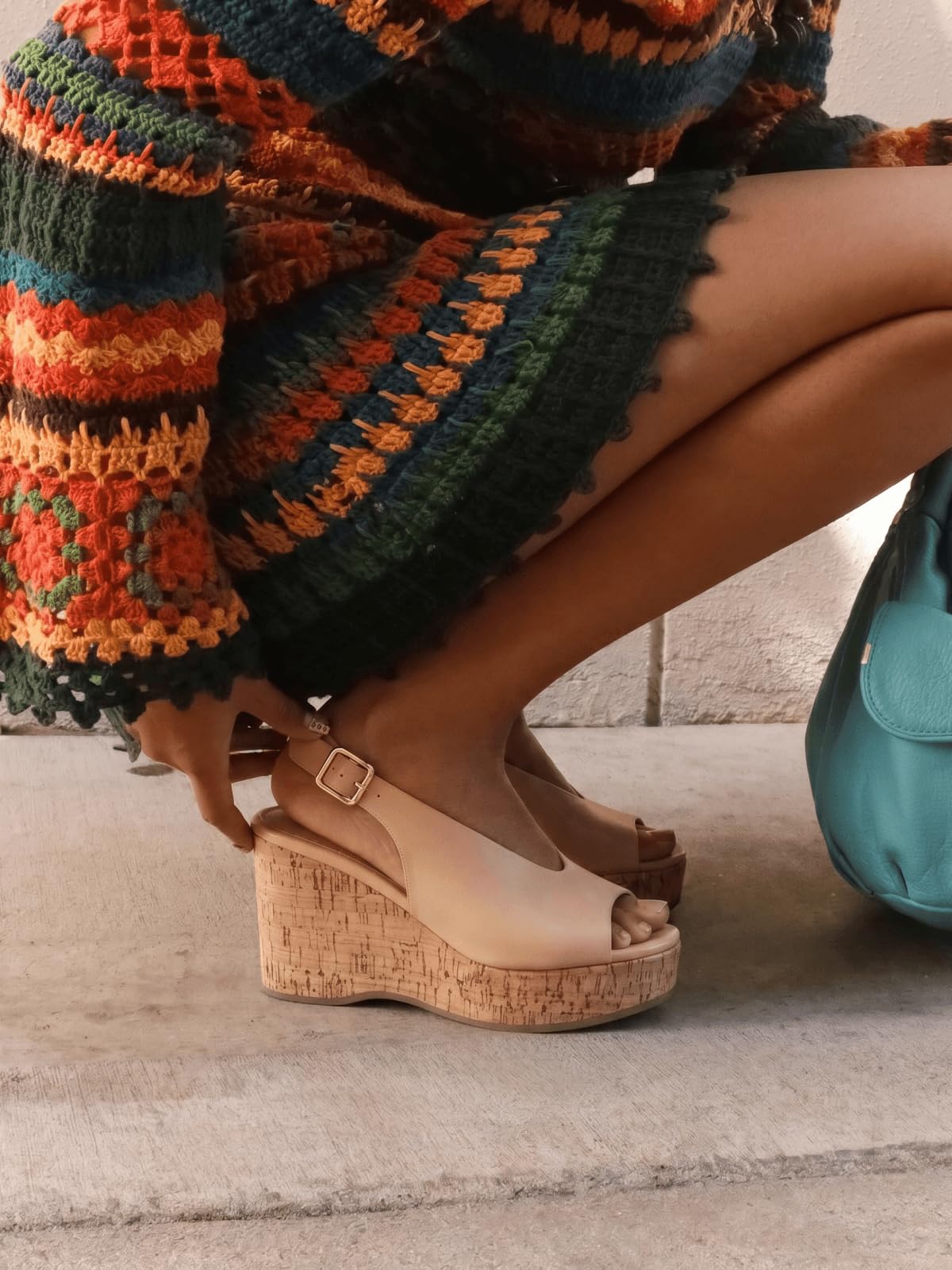 Coutgo Womens Platform Wedge Sandals Open Peep Toe Slingback Cork High Heels Summer Beach Shoes DD1210