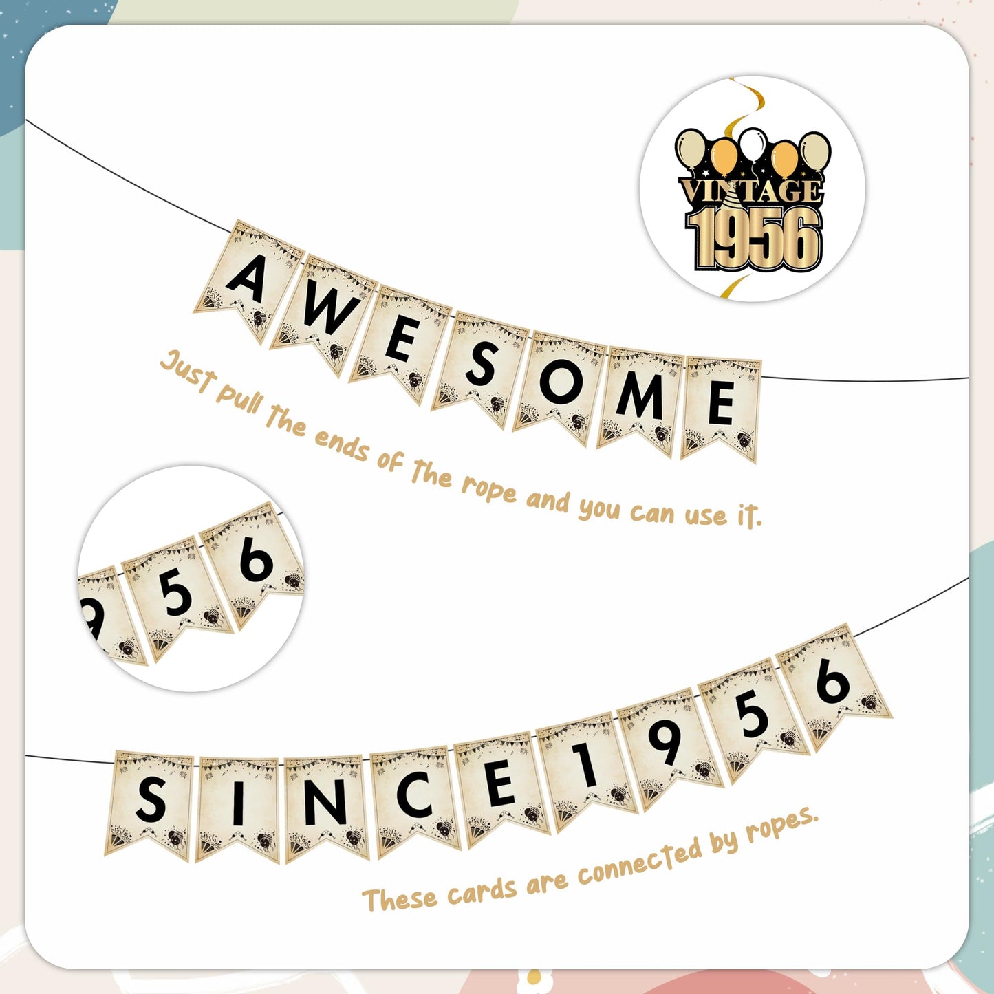 Happy 40th Birthday Decorations Men - 27 Pcs Retro Newspaper Theme Awesome Since 1986 Letter Banners Hanging Swirls Backdrop Latex Balloons for Men Women 40 Years Old Birthday Party Decor Supplies BST326L