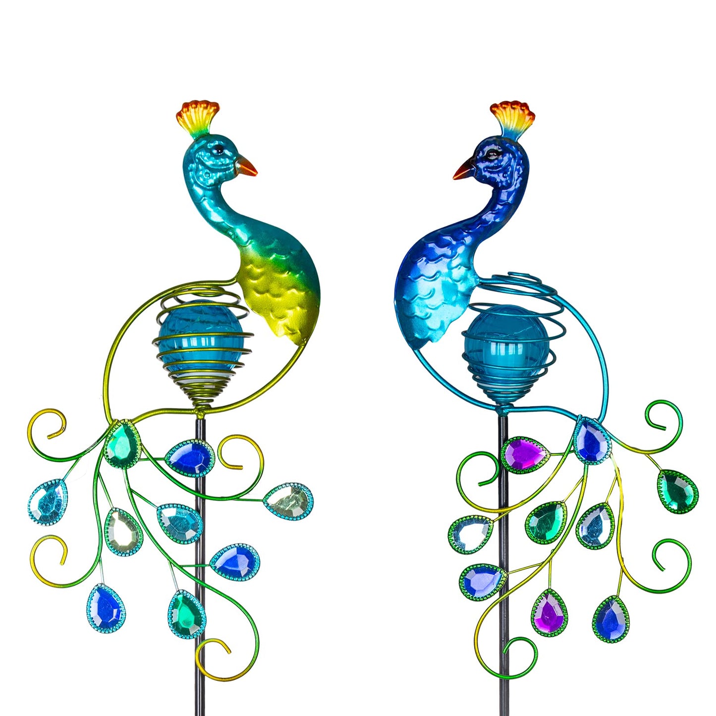 Viveta Garden Solar Lights Decorative, 2 Pack Metal Peacock Solar Lights Stake for Outdoor Garden Patio Yard Lawn Decorations