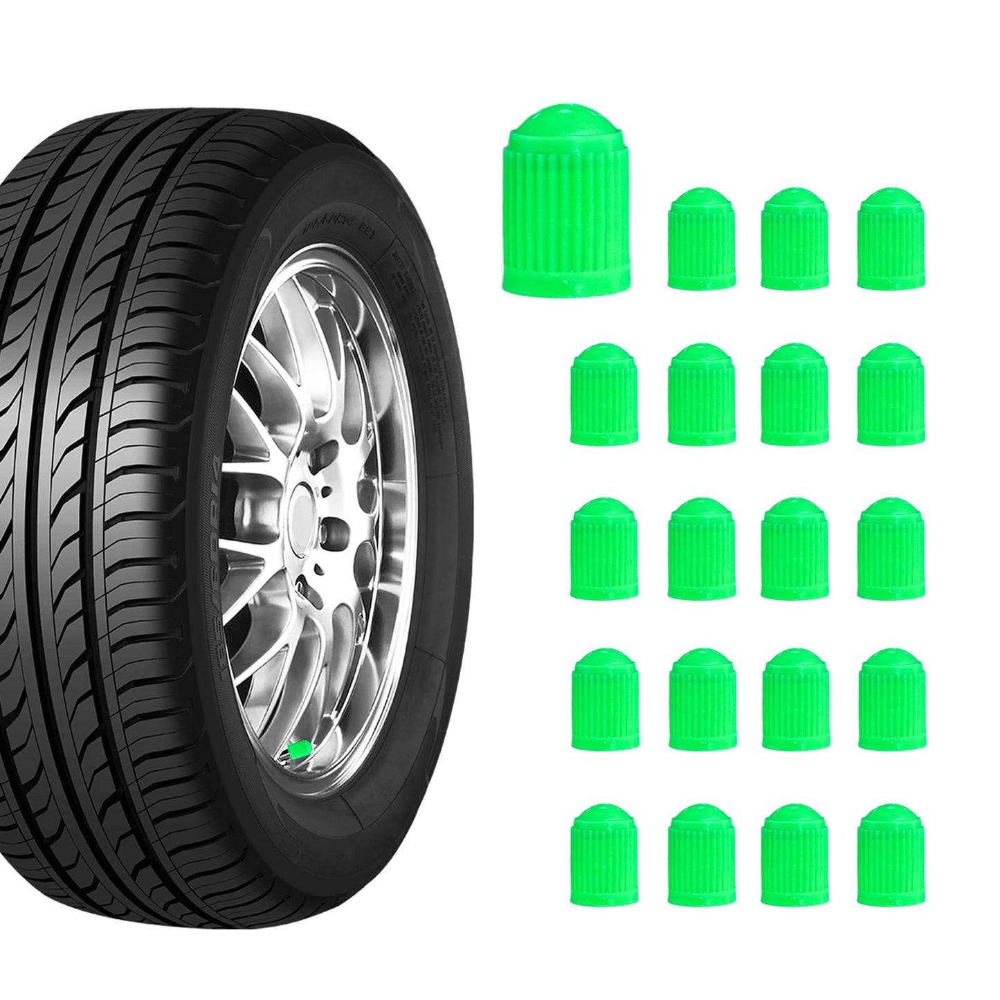 Ziciner 25 PCS Tire Valve Stem Caps, Plastic Car Tyre Valve Cap with O Rubber Seal, Dustproof Airtight Seal Wheel Stem Covers, Universal Accessories for Cars, SUVs, Bicycles,Trucks (Red) WN420