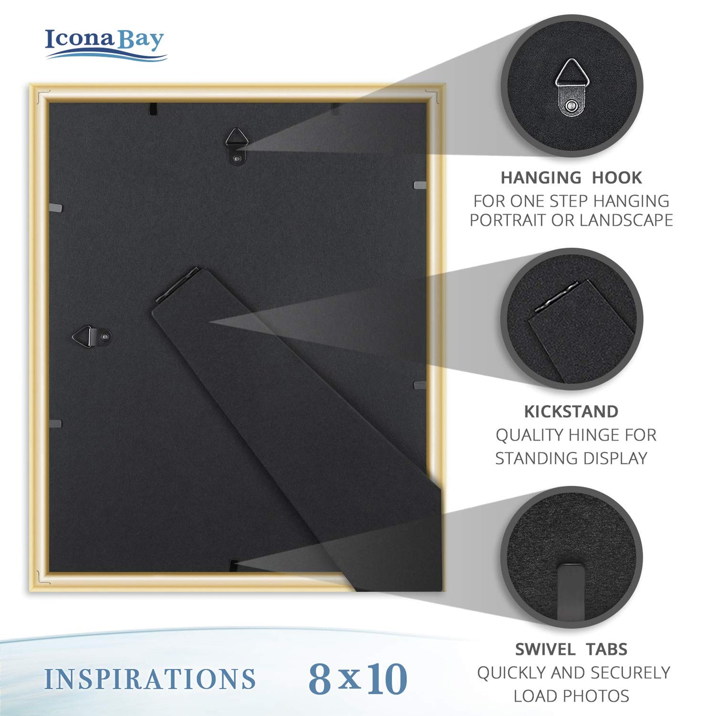 Icona Bay Combination White Picture Frames Set - 10 PC (Five 4x6, Three 5x7, Two 8x10), Inspirations Collection Multi-Pack for Contemporary Wall Gallery BST220