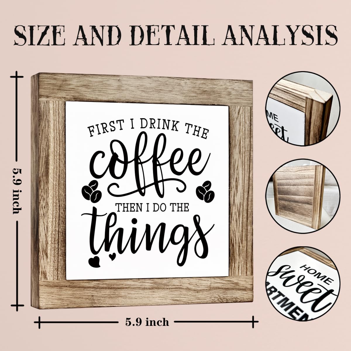 Funny Wooden Coffee Bar Decor Sign, Bar Decorations, in the Morning When Rise Give Me Jesus (and Coffee), Cafe Table Top Shelf Accessories, Cafe Signs Decor 5.9x5.9 Inches BST202