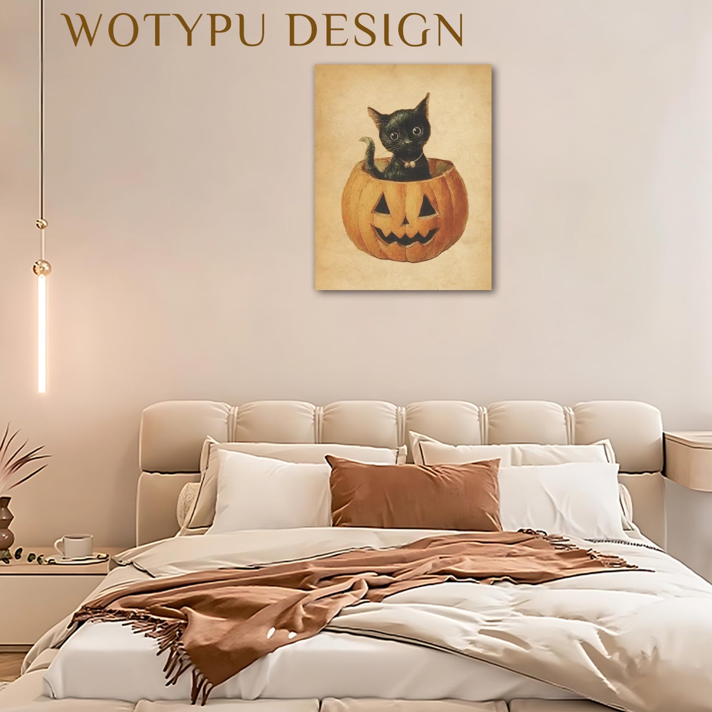 WOTYPU Fall Farmhouse Wall Art Decor, Farmhouse Fall Decor, Rustic Pumpkin Patch Scarecrow Truck Harvest Autumn Thanksgiving Framed Canvas Prints Poster Wall Decorations for Farm Home, 11x14 BST326H