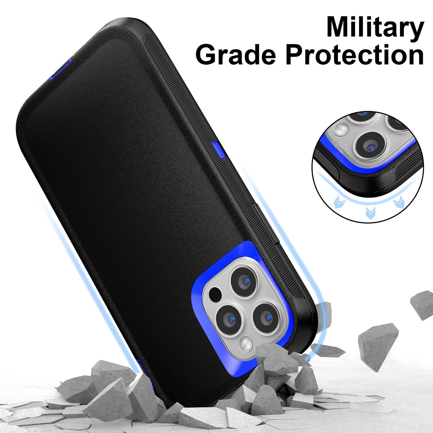 for iPhone 11 Case with Belt Clip Holster Kickstand & 2 Screen Protector, Full Protection Heavy Duty Phone Case, Shockproof Drop-Proof Durable Cover 6.1" [Black+Clip] WN420