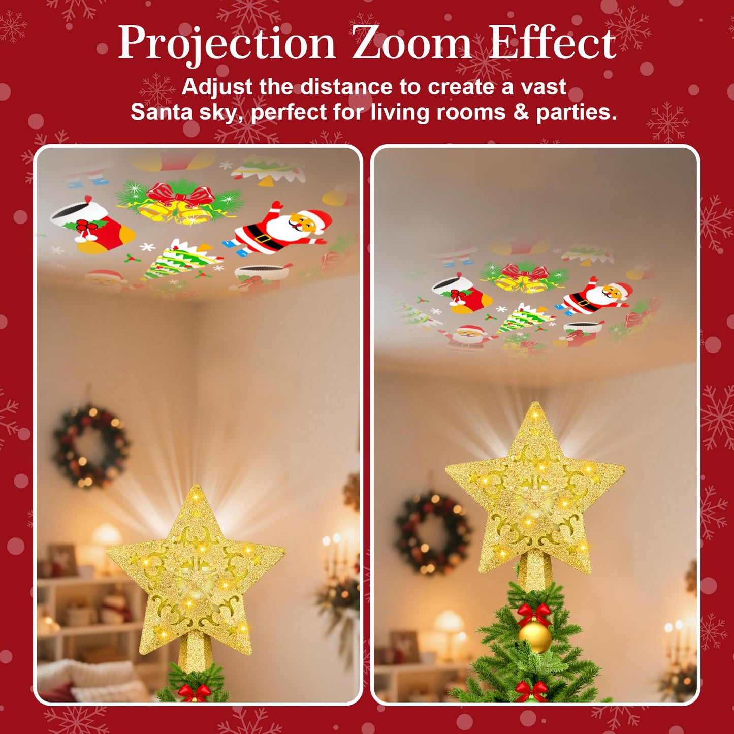 Christmas Tree Topper with Built-in 360° LED Rotating Projector N31