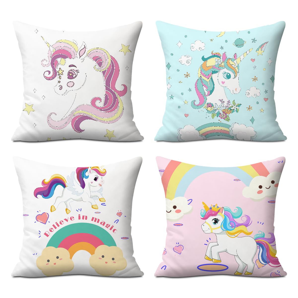 2PCs Inspirational Pillow Covers Boho Rainbow Sun Throw Pillow Covers 18x18 | Playroom Decor, Boho Sun Throw Pillow Covers, Kids Reading Nook Decor Pillowcase for Classroom Playroom Nursery BST202