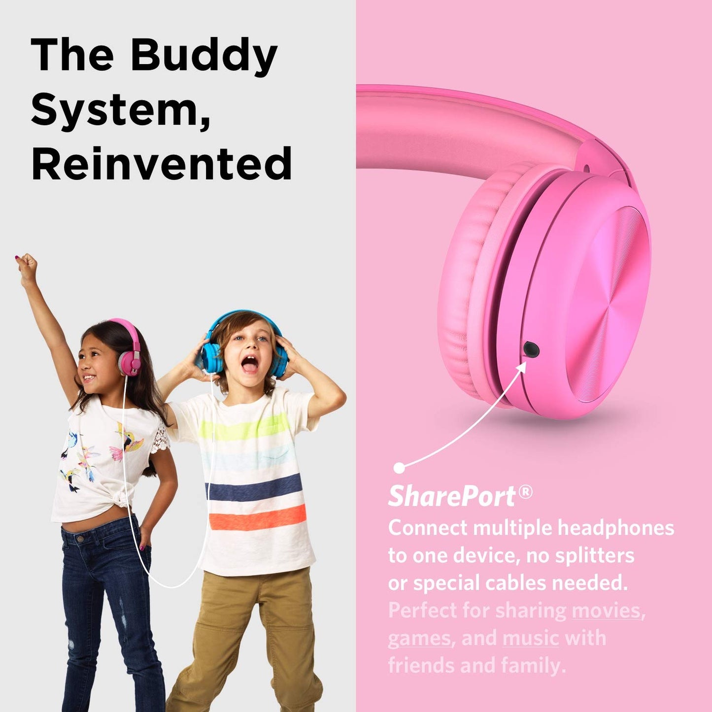 LilGadgets Connect+ Pro Wired Kids Headphones for School with Microphone, Volume Limiting Over-Ear Headset with Cord, SharePort Technology & SoftTouch Padding, Blue