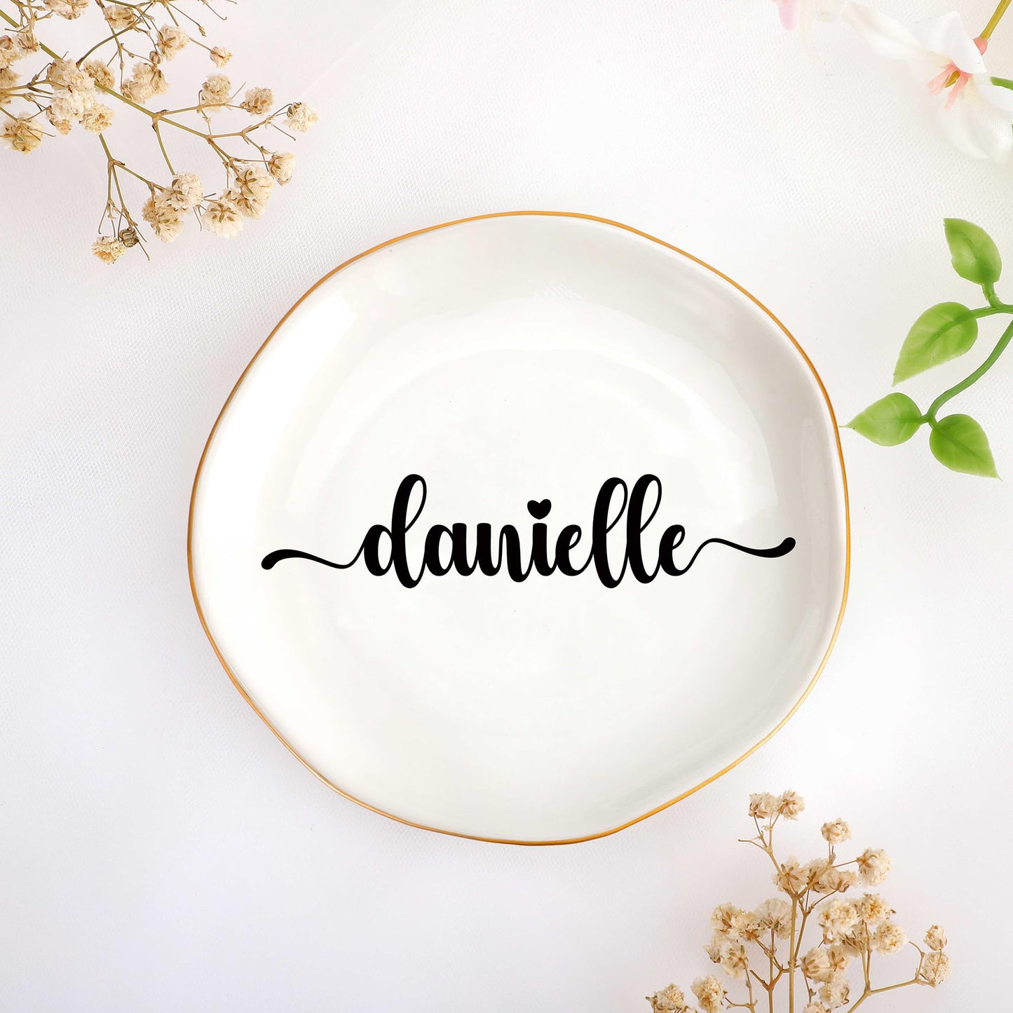 JoycuFF Initial B Ceramic Jewelry Tray, Bridesmaid Bride Gifts, Mothers Day Christmas Anniversary Engagement Birthday Gifts for Women Couples, Trinket Dish for Rings Earrings Necklaces Bracelets Keys BST202