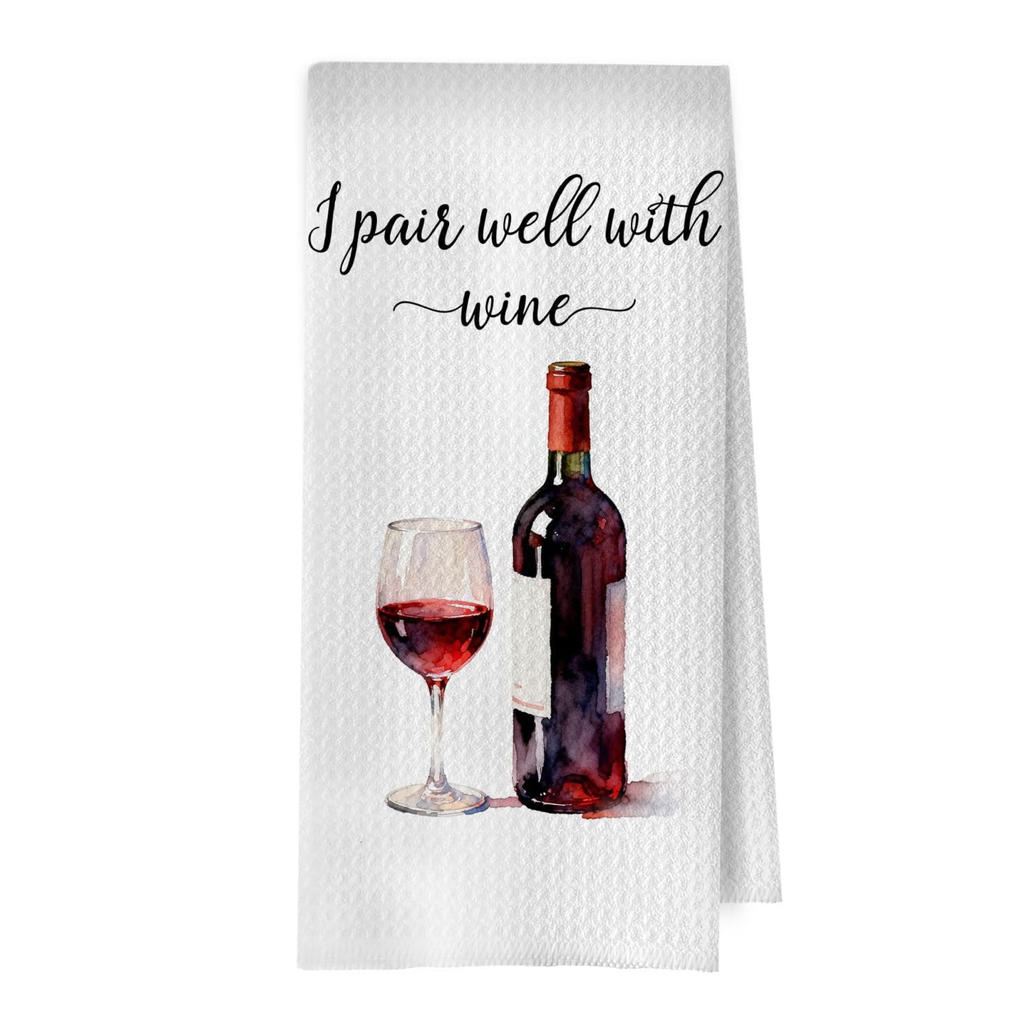 Funny Wine Kitchen Decor - Wine Gifts Waffle Dish Towels for Kitchen, Hostess Gifts Hand Towels, Housewarming Gift Tea Towel, 16x24 Inch BST220