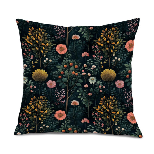 Vintage Chinoiserie Floral Lemon Hummingbird Pillow Covers 18x18, Chinoiserie Home Decor, Maximalist Mustard Floral Bird Decorative Throw Pillow Covers for Home Bedroom Living Room BST220
