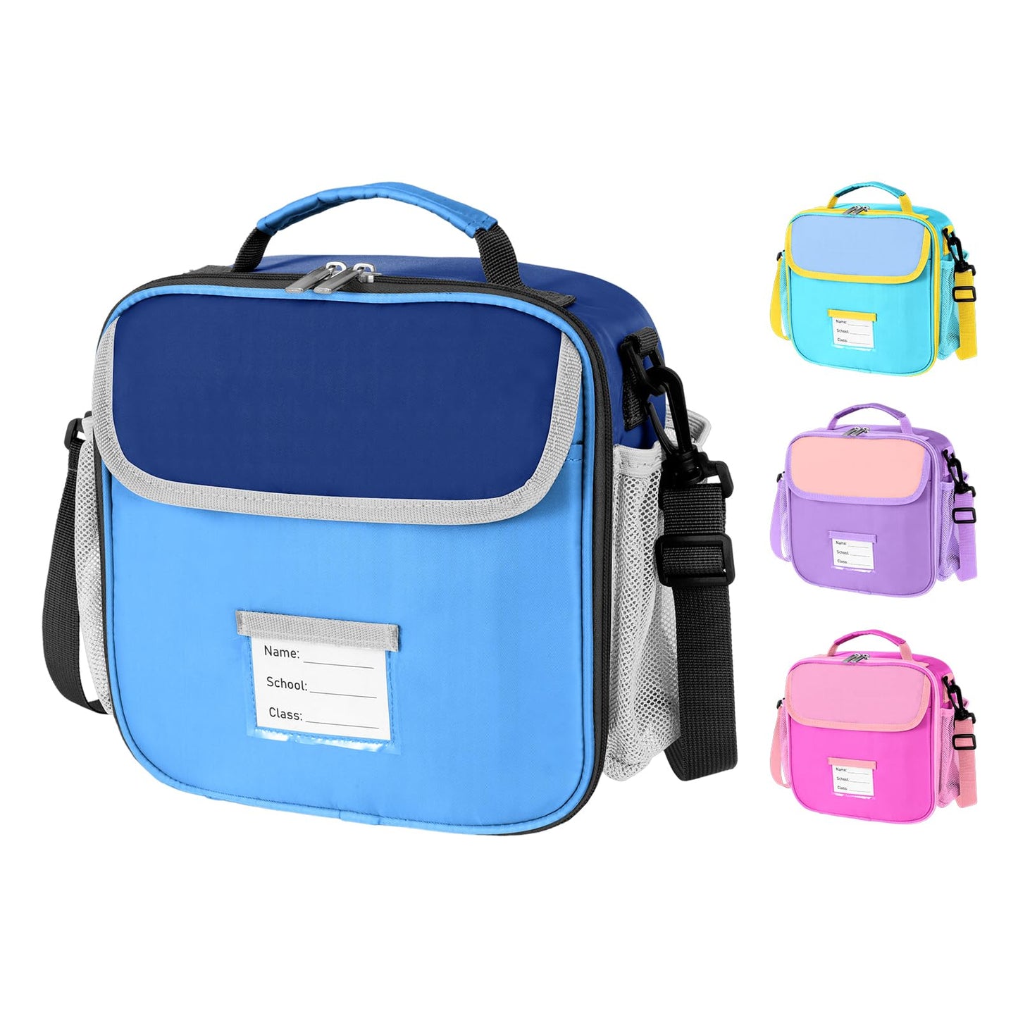 Lunch Bag for Kids Insulated Lunch Boxe for Boys Girls Small Reusable Cooler Tote Lunchbag Back to School Cute Lunchbox for Teens (light blue) WN420