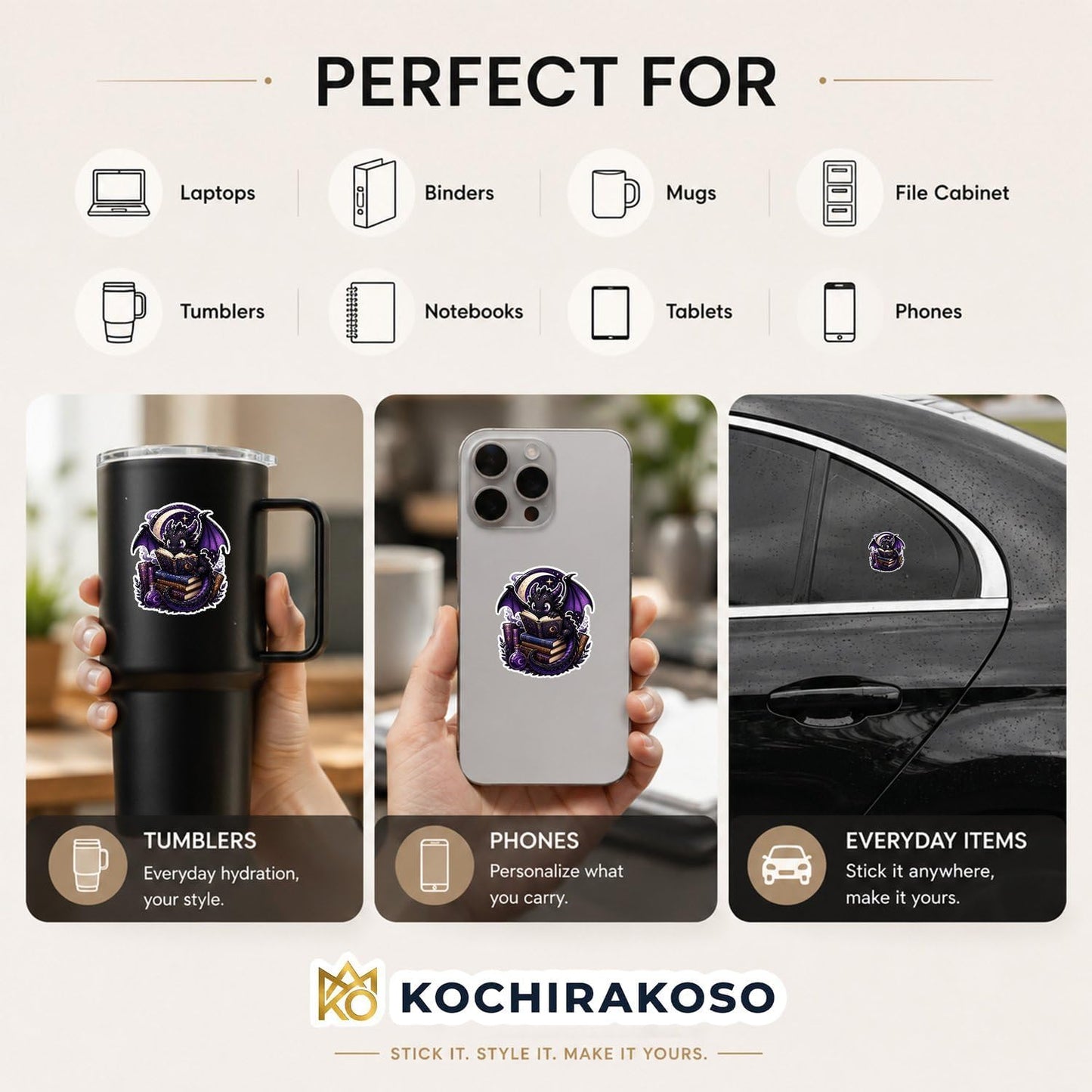 (3Pcs) Dragon Reading Book Sticker 3 Inch, Bookish Stickers, Water Assistant Dragon Fantasy Stickers Waterproof Vinyl Decal for Water Bottle Laptop, Car, Phone, Book, Tumblers BST202
