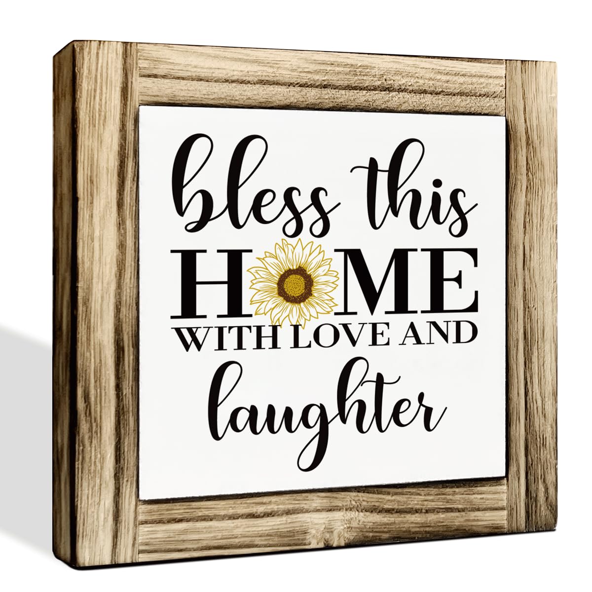 Homes Decor Signs, Decorative Wooden Box Sign, Farmhouse Decors for Living Room, Bedroom, Kitchen, New Home Decor, Shelf Counter Decoration, Home Sweet Home Sign, 5.9×5.9 inches BST220