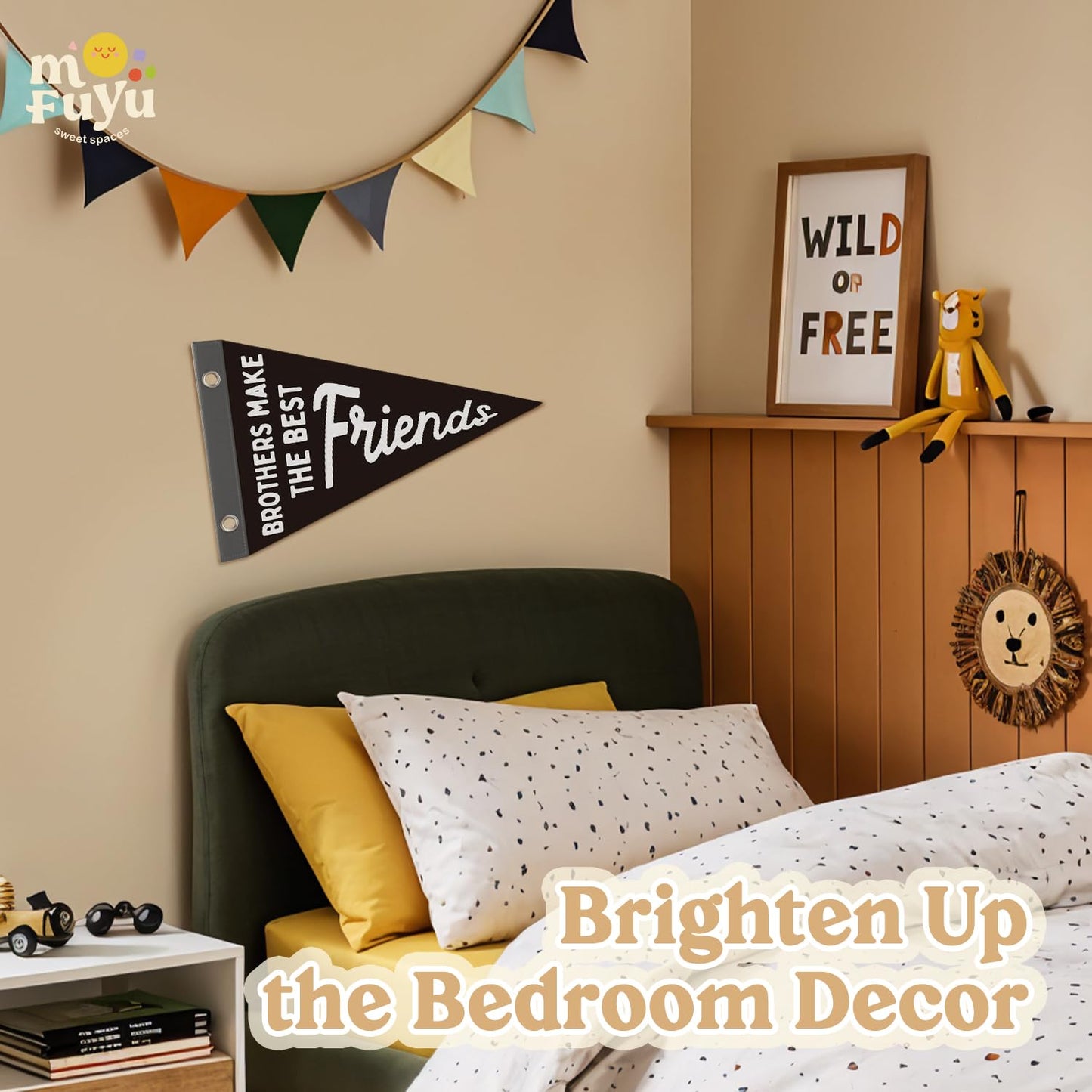 Boy Nursery Decor Pennant Banner Flags Decor, Playroom Essentials, Dude Felt Banner Wall Art Decor for Toddler Kids Room Nursery,Boy Playroom Decor 7.4x14 Inch BST326H
