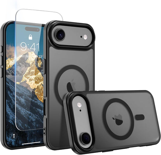 Magnetic for iPhone 17 Air Phone Case, [Compatible with MagSafe], Screen Protector X1, [Military Grade Drop Protection],Matte Finish,Slim,Shockproof,Protective (Black, iPhone 17 AIR) WN420