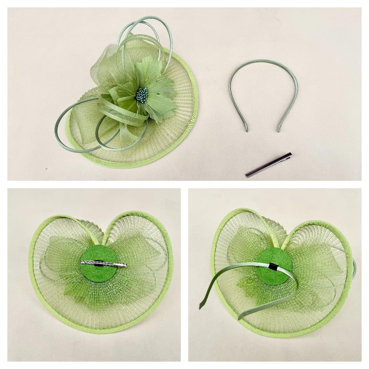 SAFERIN Elegant Women's Fascinator Hat with Veil and Feather Hair Clip Headpiece for Weddings Tea Party WN420