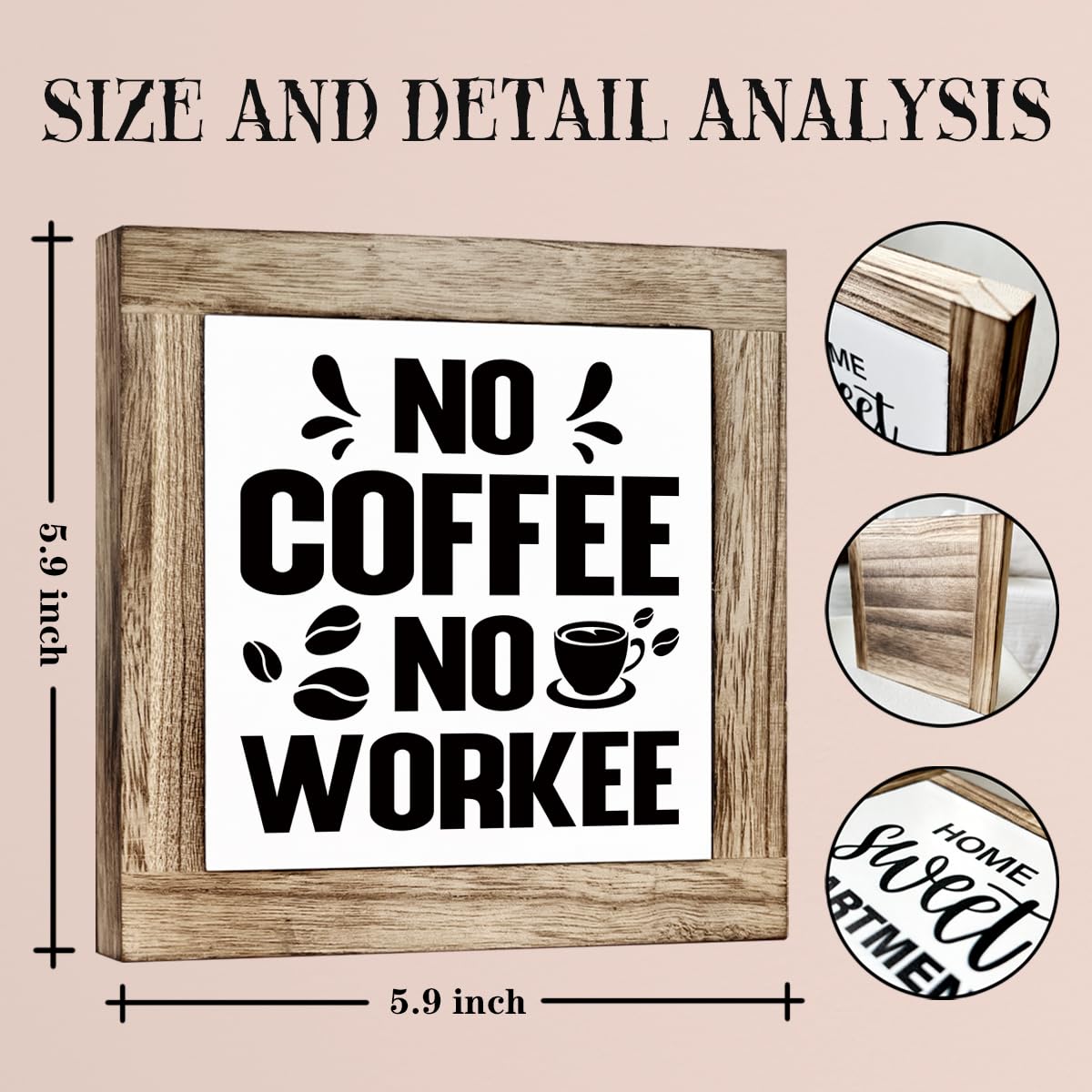 Funny Wooden Coffee Bar Decor Sign, Bar Decorations, in the Morning When Rise Give Me Jesus (and Coffee), Cafe Table Top Shelf Accessories, Cafe Signs Decor 5.9x5.9 Inches BST202
