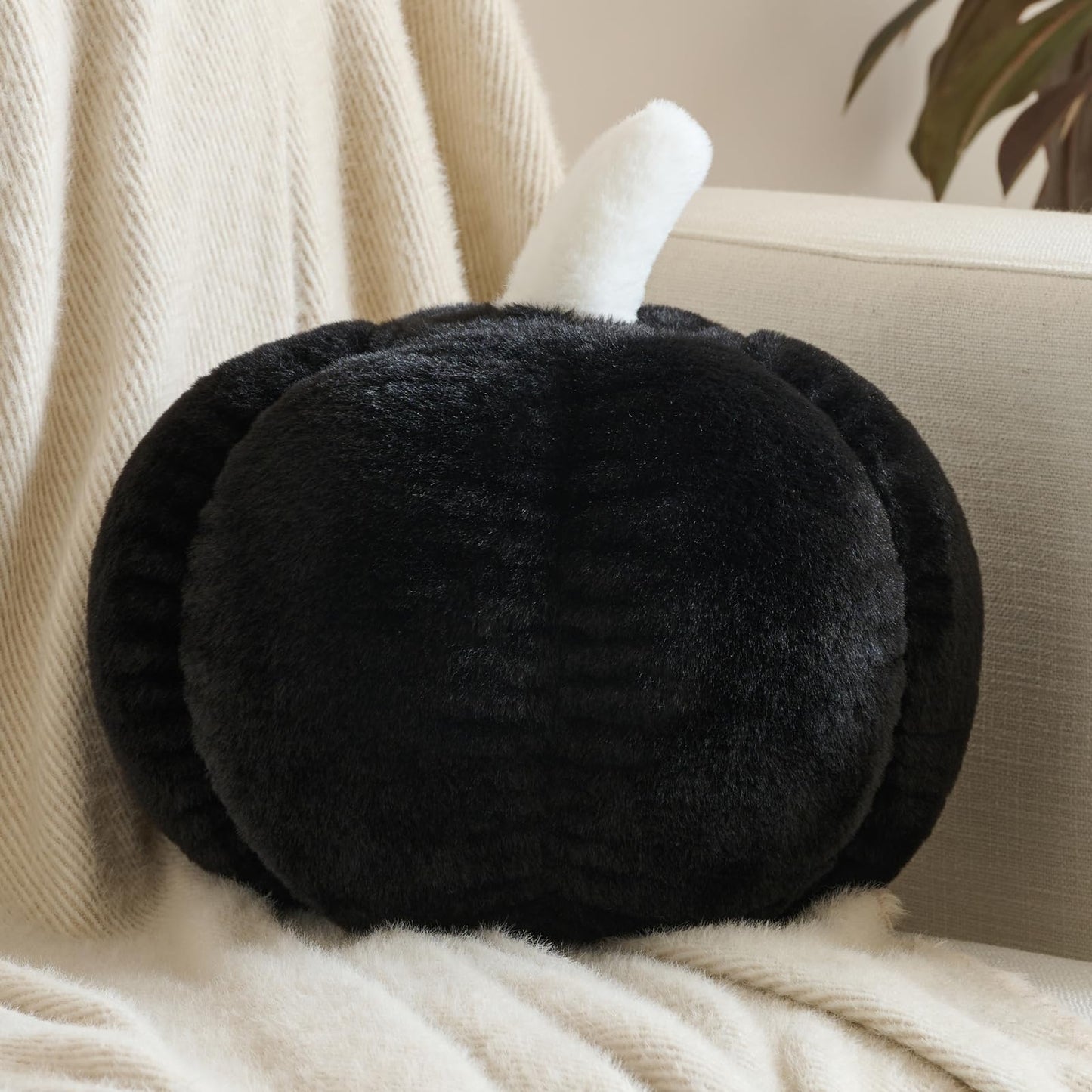 Pumpkin Pillows, Halloween Fall Throw Pillow, Pumpkin Shaped Pillow for Couch, Cute Stuffed Pumpkins, Autumn Decorative Cushion (White, 11 Inches) WN420