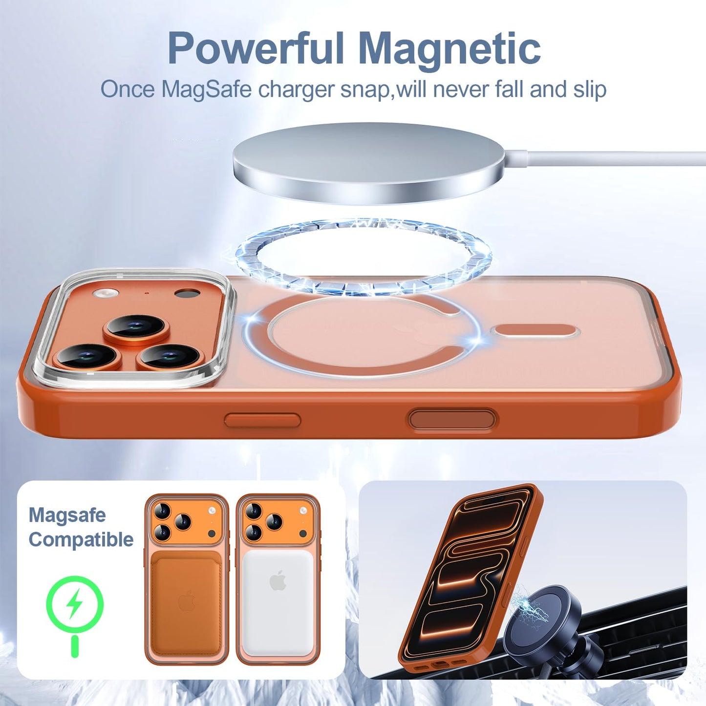 PULOKA for iPhone Case Compatible with Magsafe, Color Bumper & Clear TPU Back Hybrid Shockproof Cover (White, iPhone 16 Pro Max) WN420