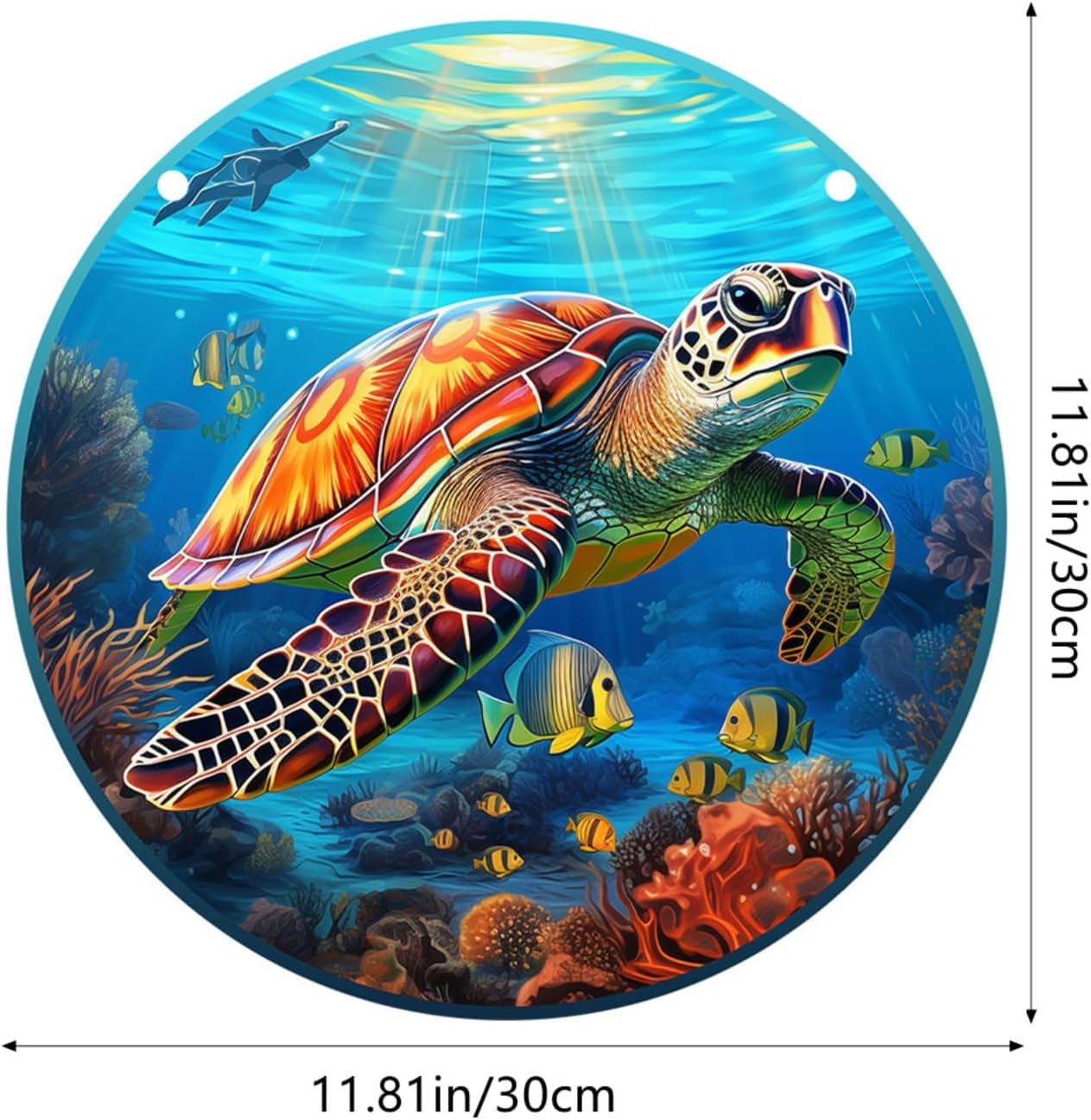 HOTIYOK Sea Turtles Stained Glass Window Hangings Panels Acrylic Underwater World Marine Life Home Wall Decor for Indoor, Ideal Housewarming Gift for Mom Grandma Wife Teacher BST220
