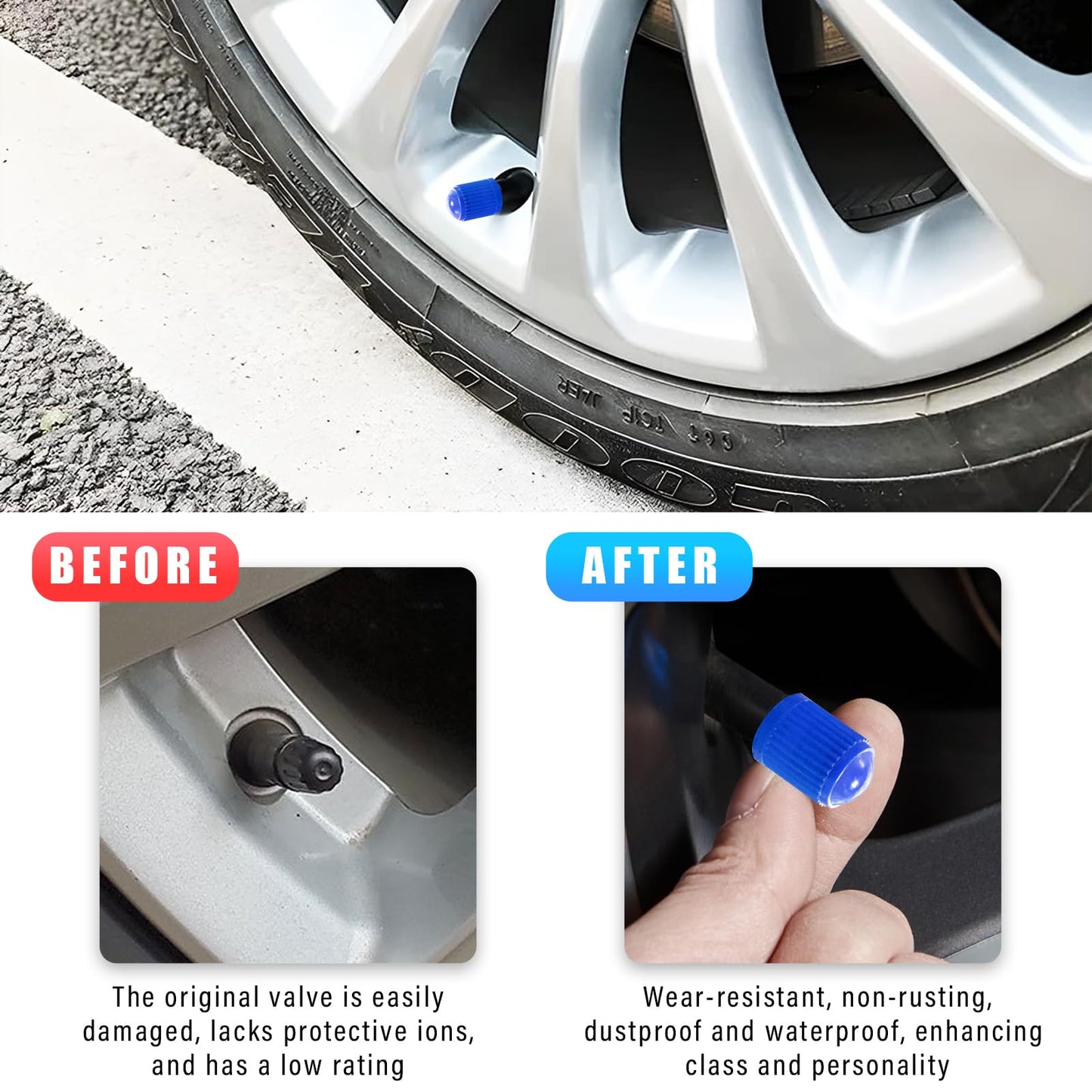 Ziciner 25 PCS Tire Valve Stem Caps, Plastic Car Tyre Valve Cap with O Rubber Seal, Dustproof Airtight Seal Wheel Stem Covers, Universal Accessories for Cars, SUVs, Bicycles,Trucks (Red) WN420