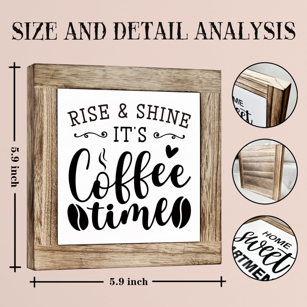 Funny Wooden Coffee Bar Decor Sign, Bar Decorations, in the Morning When Rise Give Me Jesus (and Coffee), Cafe Table Top Shelf Accessories, Cafe Signs Decor 5.9x5.9 Inches BST202