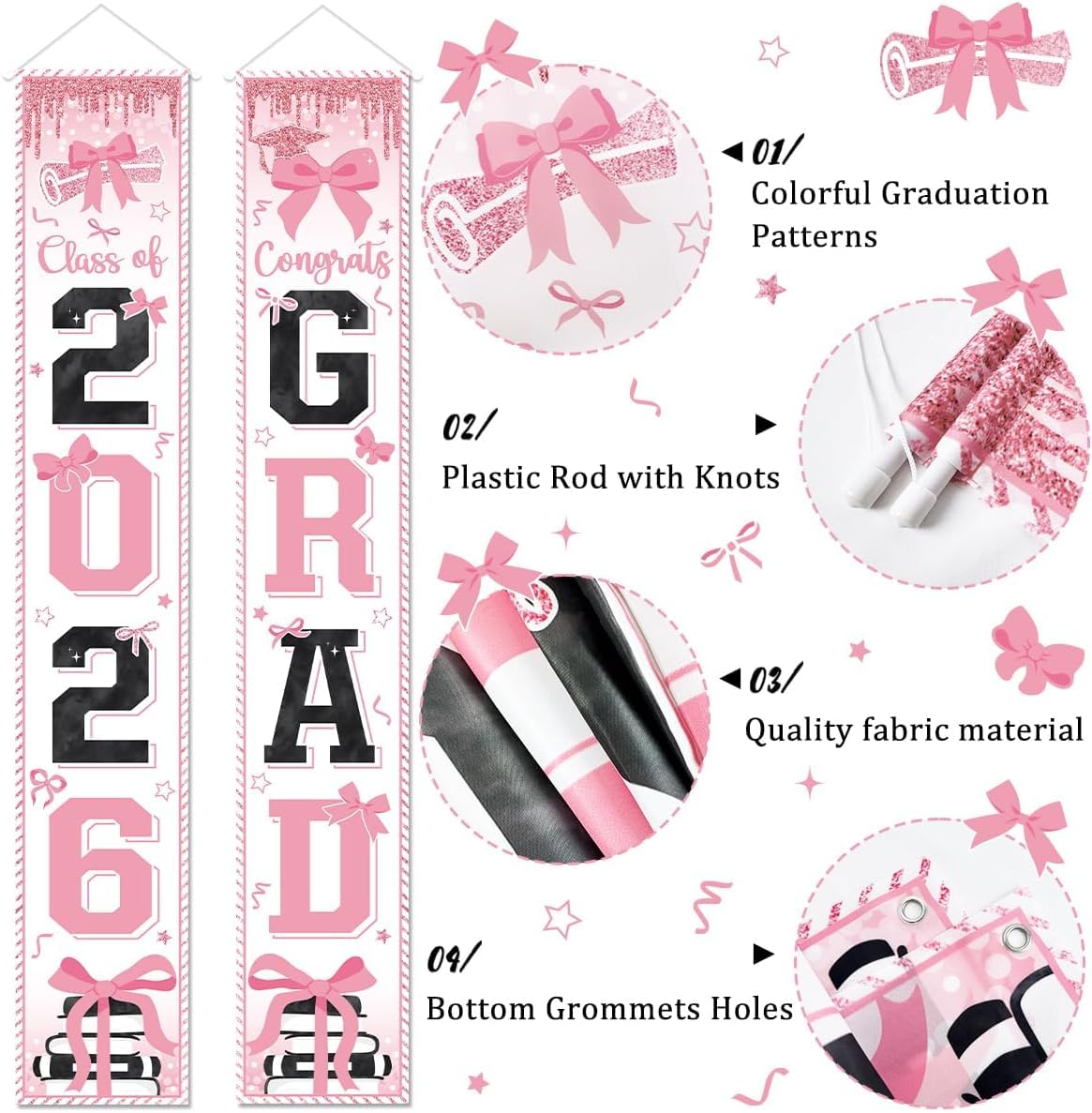 Graduation Decorations Class of 2026 Purple and Gold Congrats Grad Banner and You Did It Door Cover for High School College Graduation Party Supplies(Purple) BST326H