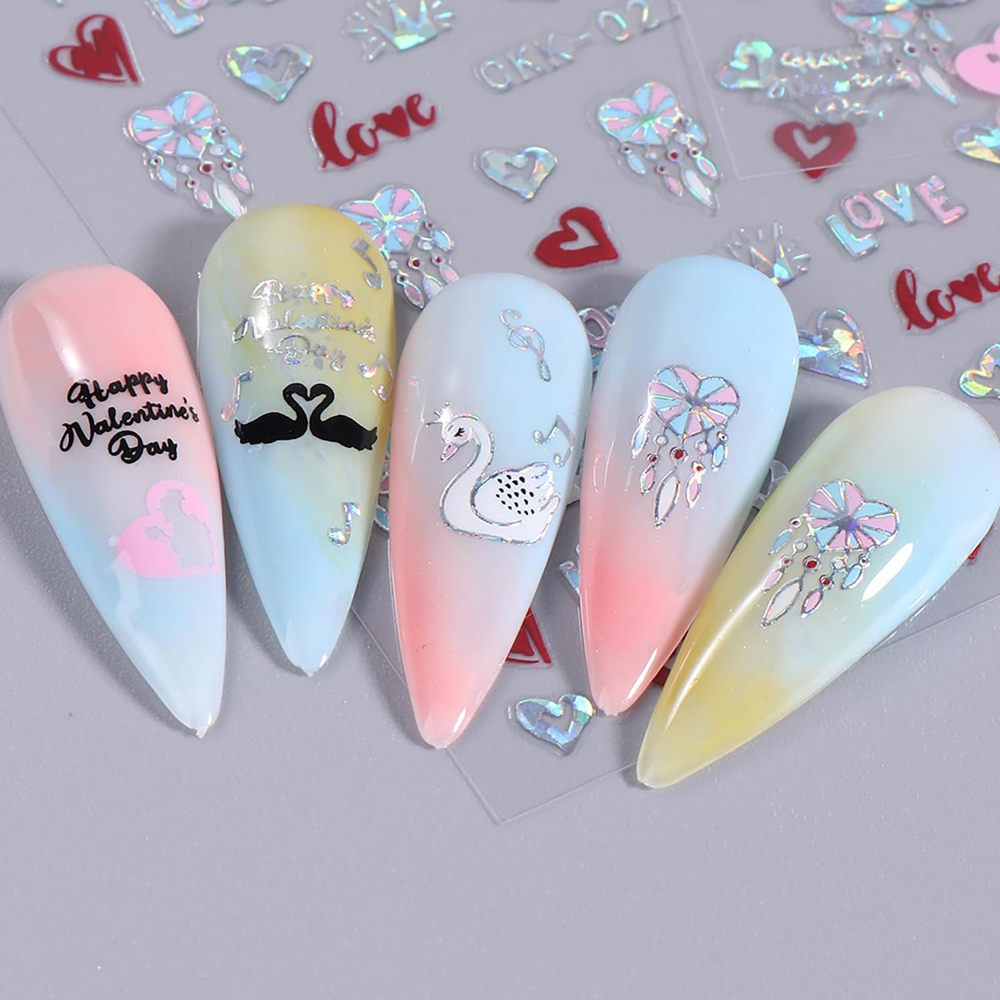Liquid Butterfly Nail Art Sticker Decals Black Gold Black Silver Butterfly Moon Design Nail Decals 3D Self-Adhesive Nail Art Supplies Heart Nail Art Sticker Decoration for Women Manicure Supplies BST326L