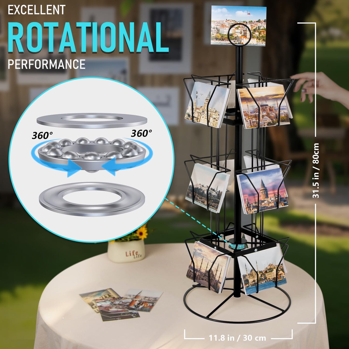 ANBOXIT Greeting Card Display Stand, Metal Rack Holder Organizer | for Retail Stores Vendors, Postcards, Stickers, White - 4 Tier BST202