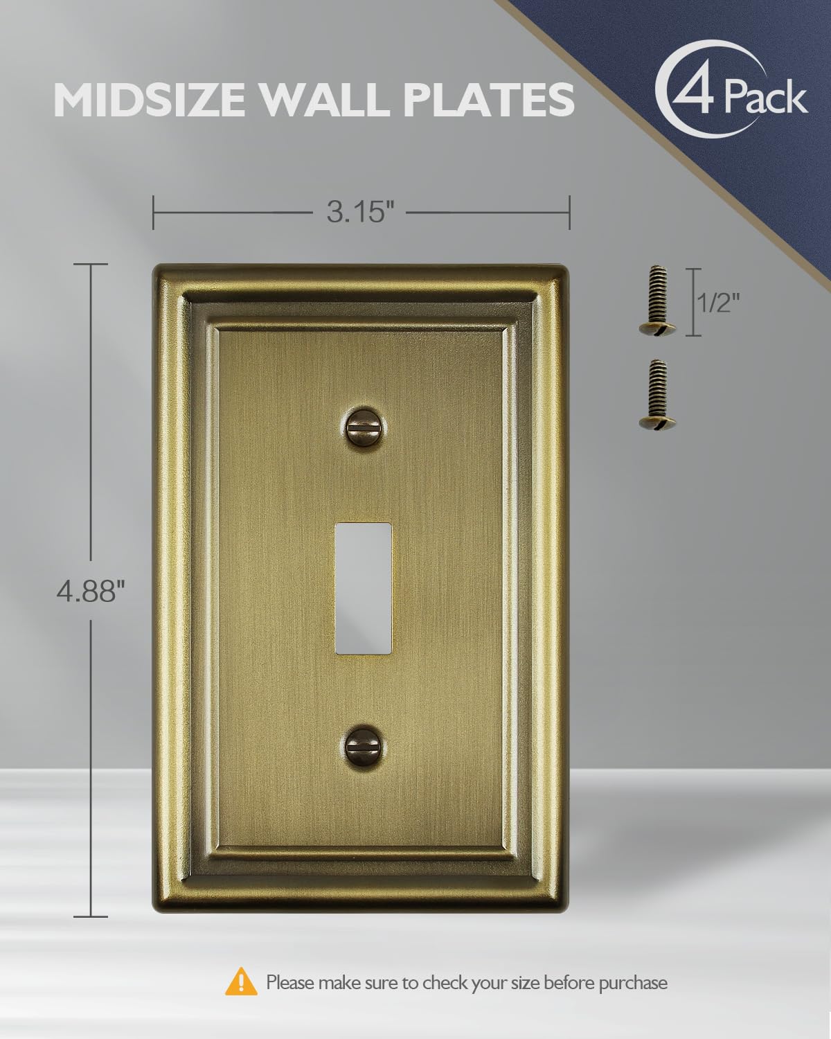 Decorative Metal Wall Plates, Switch Plates Outlet Covers (Off White/1 Decorator 4 Pack) WN420