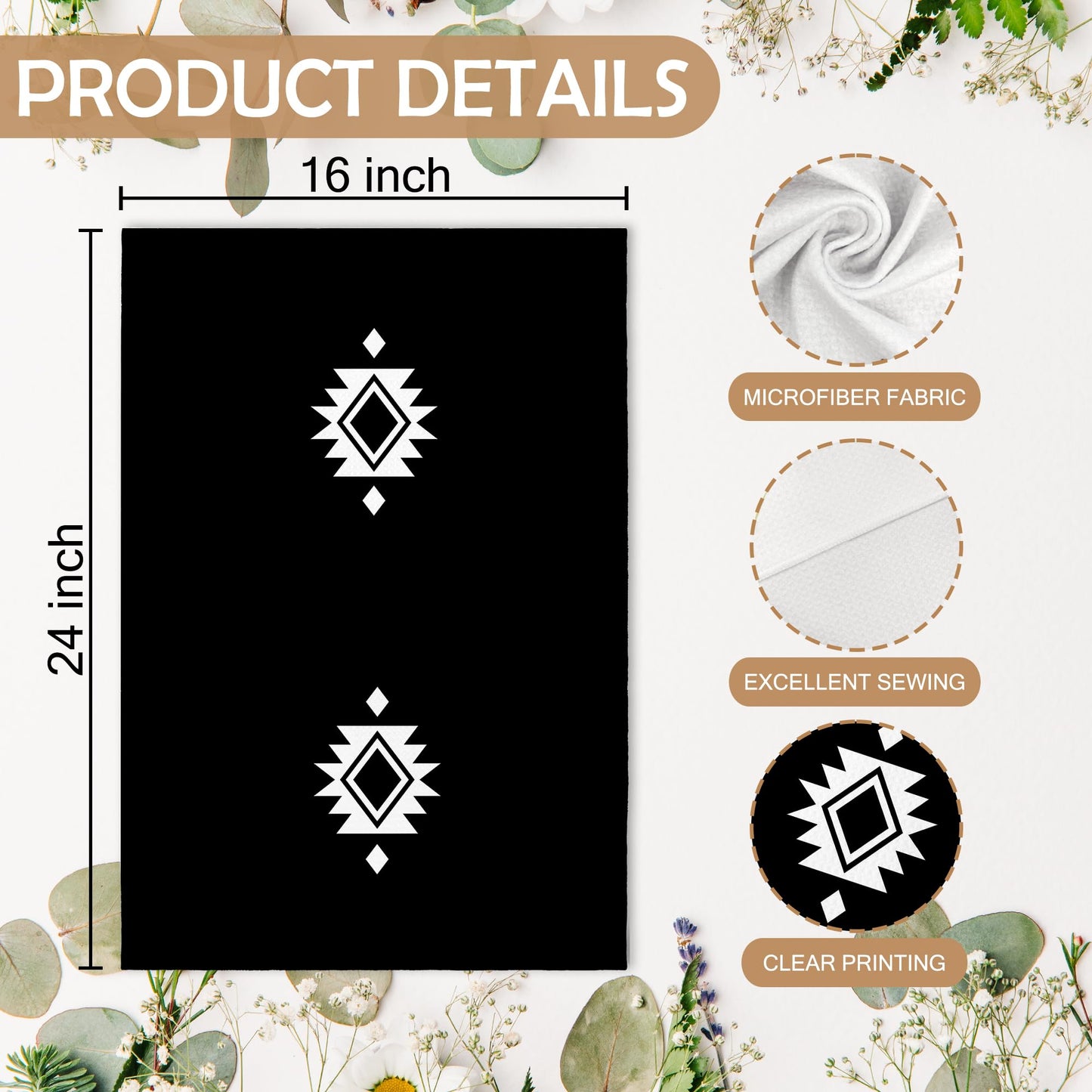 Western Boho Kitchen Towels, Southwestern Southwest Aztec Western Native American Bathroom Kitchen Decor, Western Cream Beige Neutral Decor Dish Hand Tea Towels for Bathroom Kitchen,16x24Inch BST326L