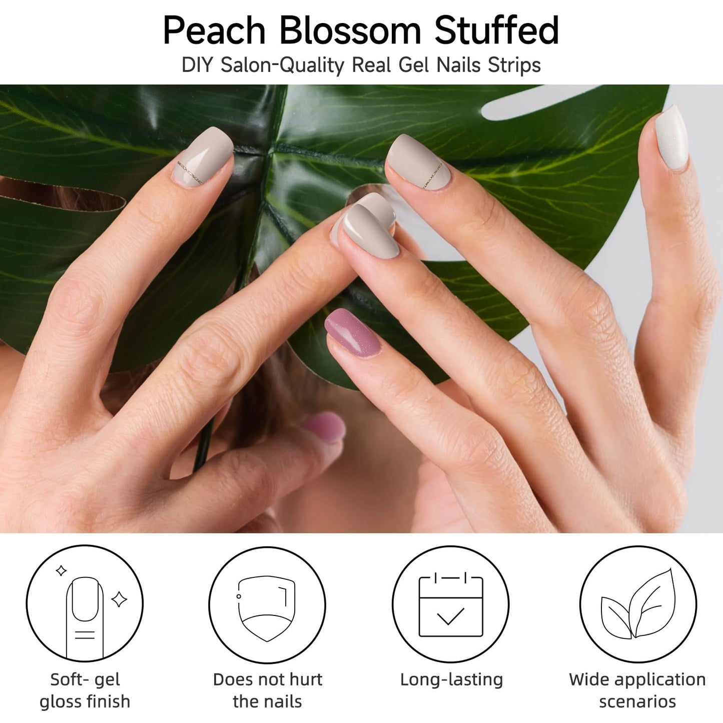 Semi Cured Gel Nail Strips, 56Pcs Nail Art Stickers/Wraps, Long Lasting UV Nail Polish Strips for Adults (Silver Rhinestones+French Tip Glitter) BST220