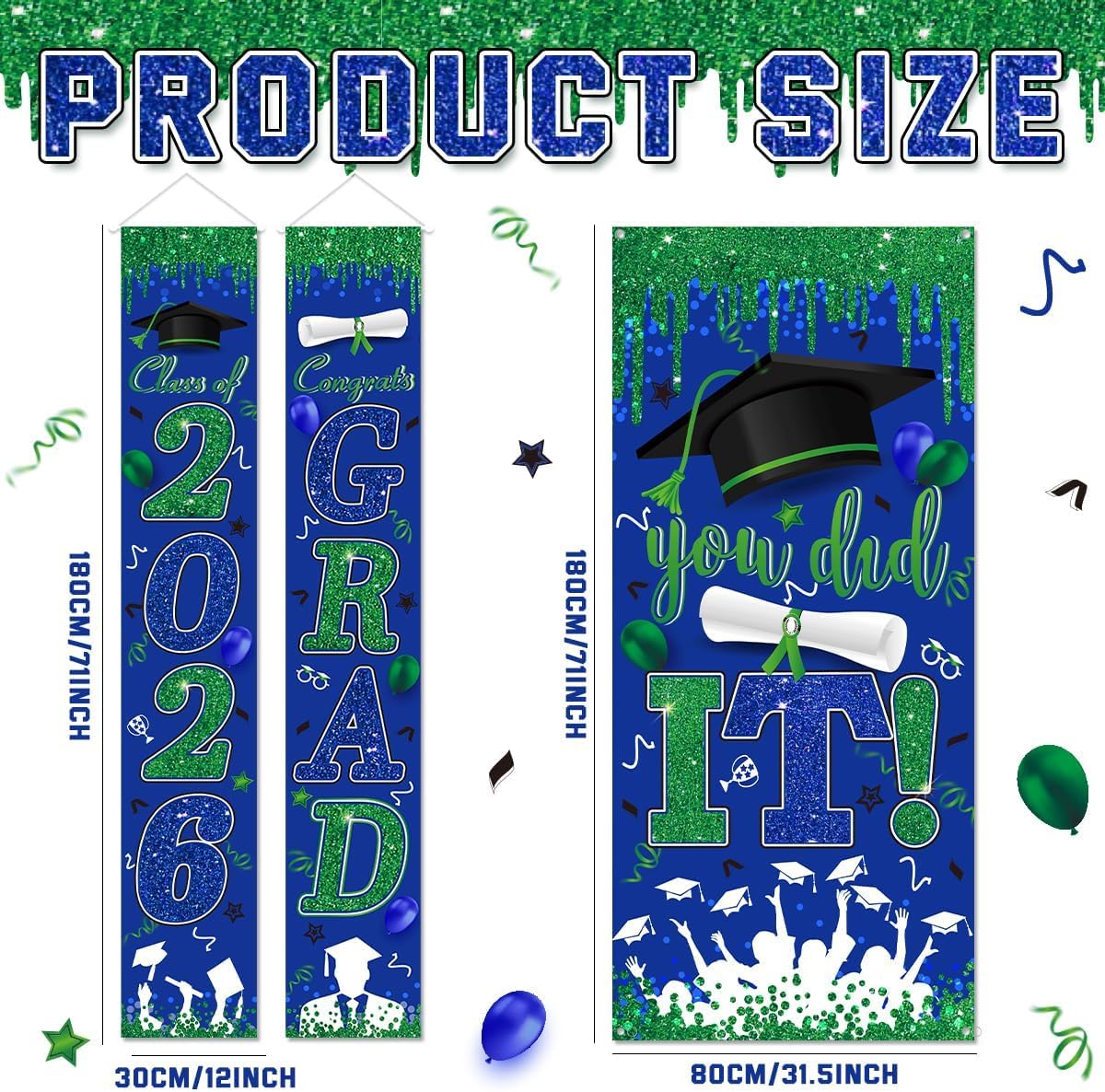 Graduation Decorations Class of 2026 Purple and Gold Congrats Grad Banner and You Did It Door Cover for High School College Graduation Party Supplies(Purple) BST326H