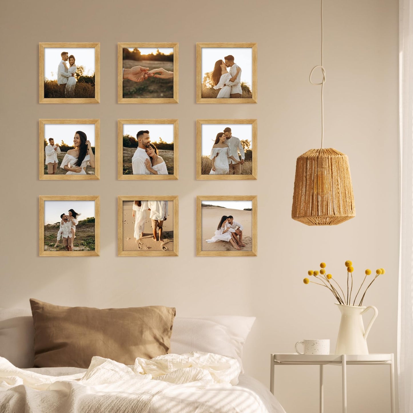 YESKAY 8x10 Picture Frame Set of 9, Display Pictures 5x7 with Mat or 8 x 10 Without Mat, Multi Photo Frames for Wall Mounting or Table Top Display, Blue BST326H