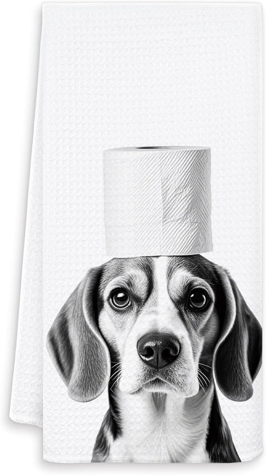 Funny Beagle Dog Hand Towels for Bathroom Washroom, Dog Bathroom Decor, Beagle Gifts for Women Men Dogs Lovers, Funny Puppy Bathrooms Hand Towels, 16x24 Inch BST326L
