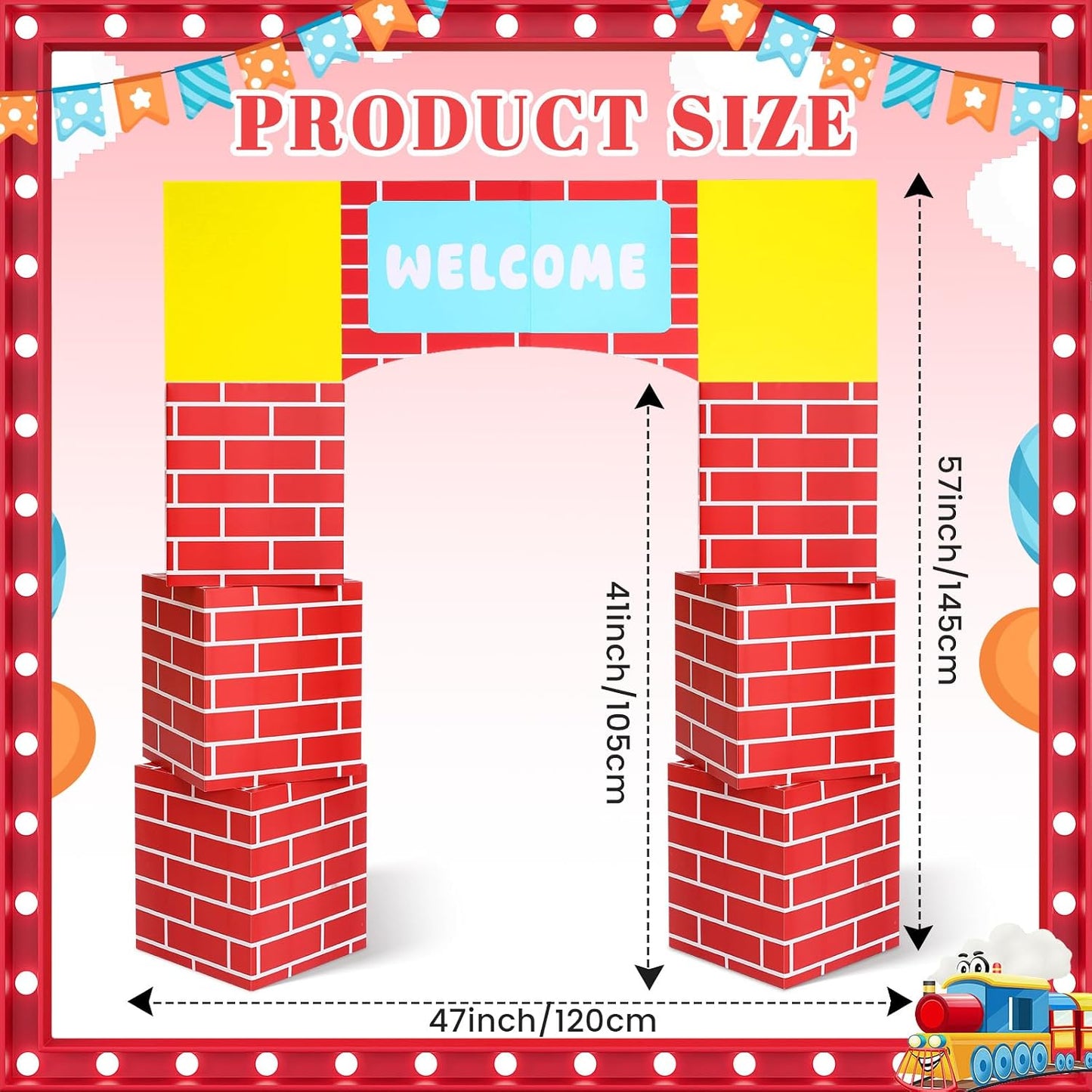 Engrowtic 7 Pcs Game Cardboard Castle Arch Welcome Party Decorations 47 x 55 Inch Video Game Playhouse Boxes Castle House Backdrop for Photo Props Supplies Birthday Gift WN420