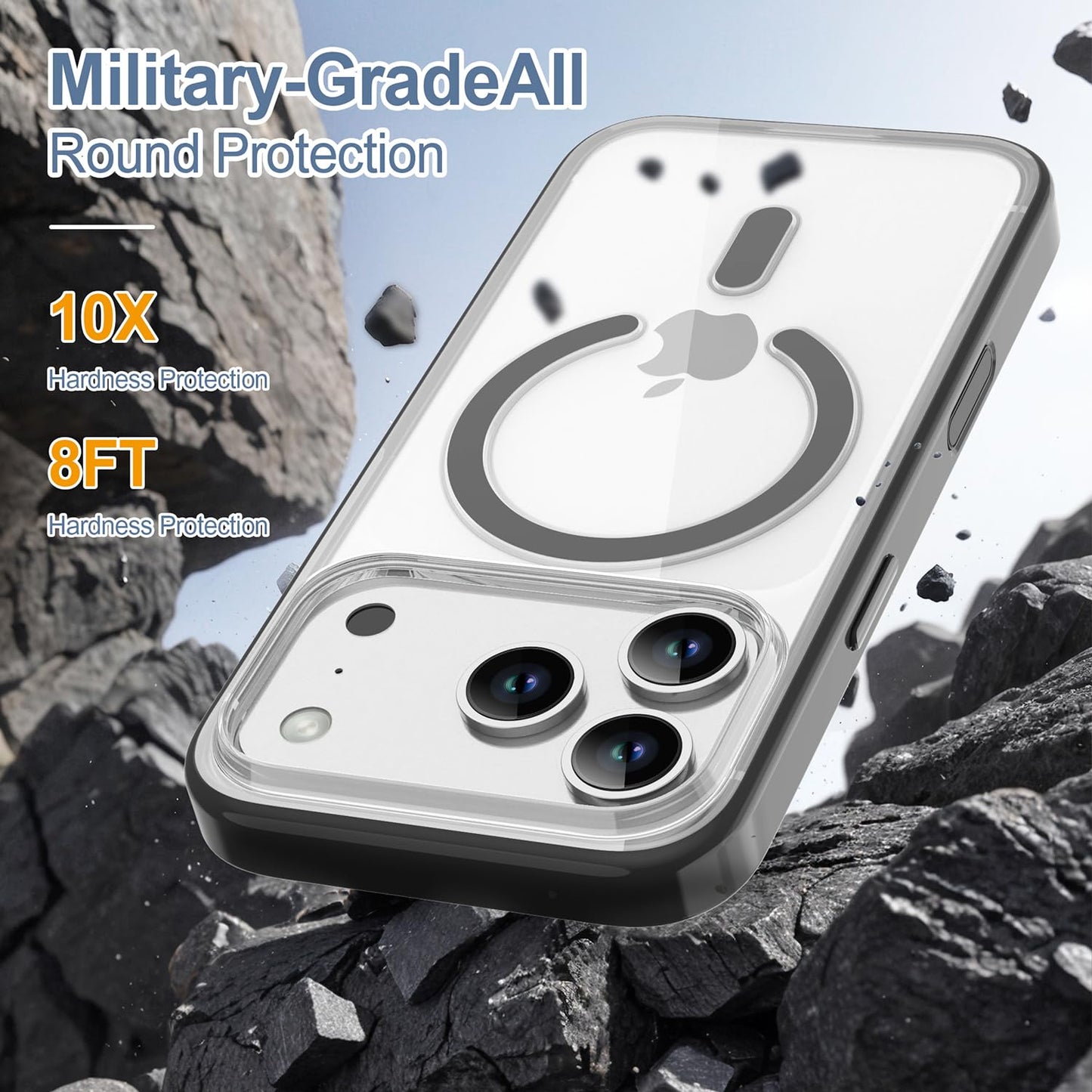 PULOKA for iPhone Case Compatible with Magsafe, Color Bumper & Clear TPU Back Hybrid Shockproof Cover (White, iPhone 16 Pro Max) WN420