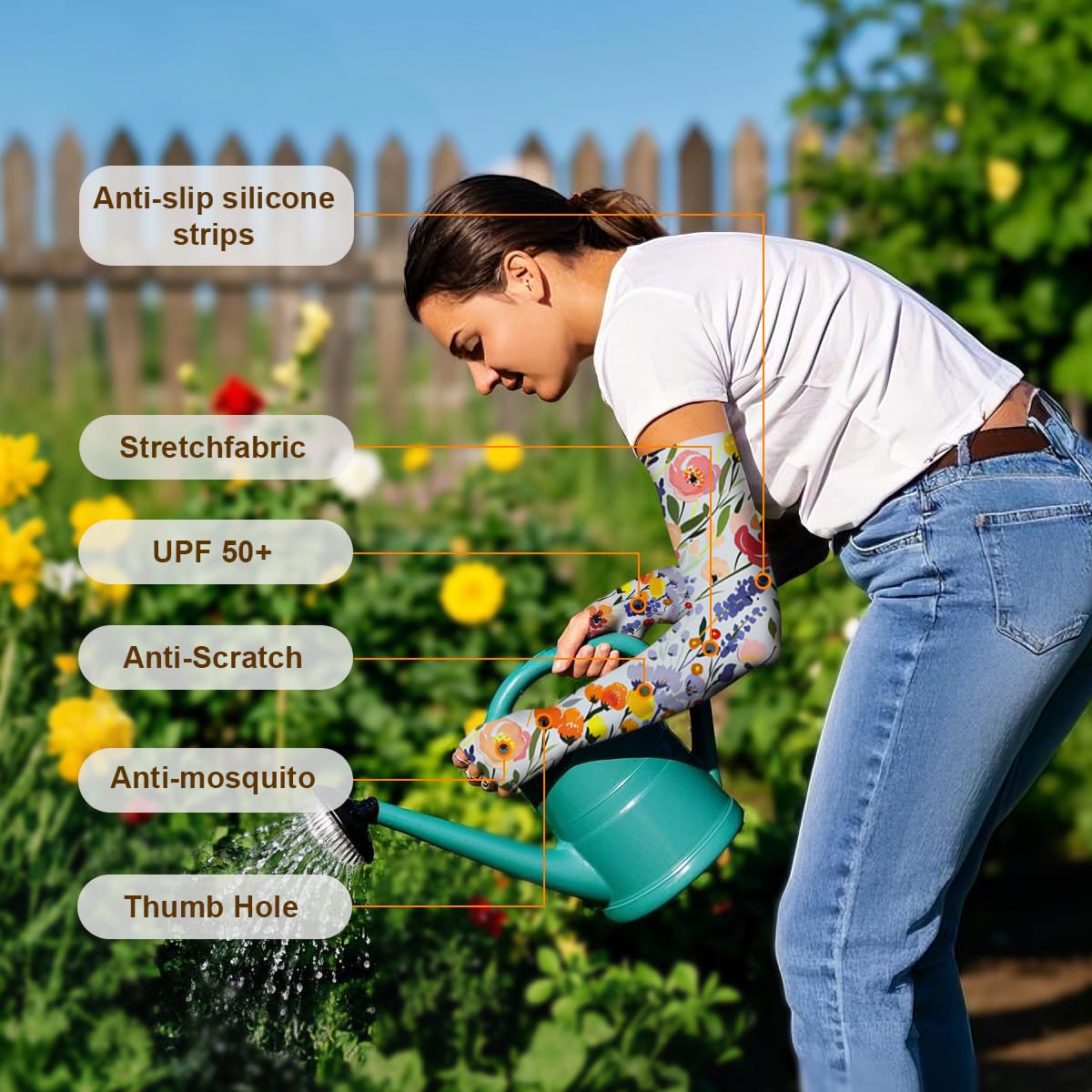 ShinHye UV Cooling Sleeves Gardening Sleeves UV Protection Anti-Scratch Sun Protection Arm Sleeves for Garden Outdoors WN420