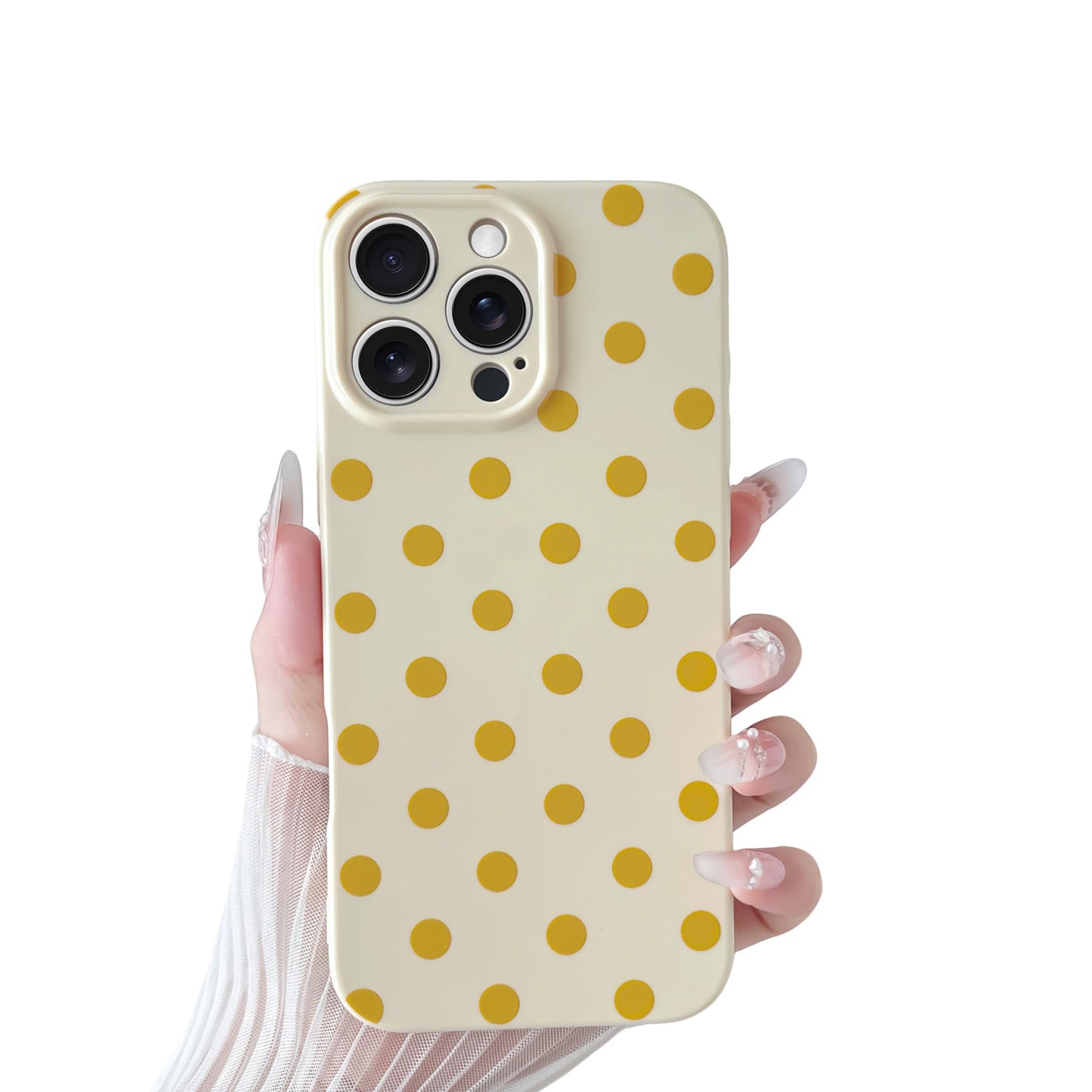 Skyseaco Compatible with iPhone 15 Case Cute Polka Dot Phone Case Soft Slim TPU Shockproof Phone Cover Full Camera Protection for Women Girls - Black WN420