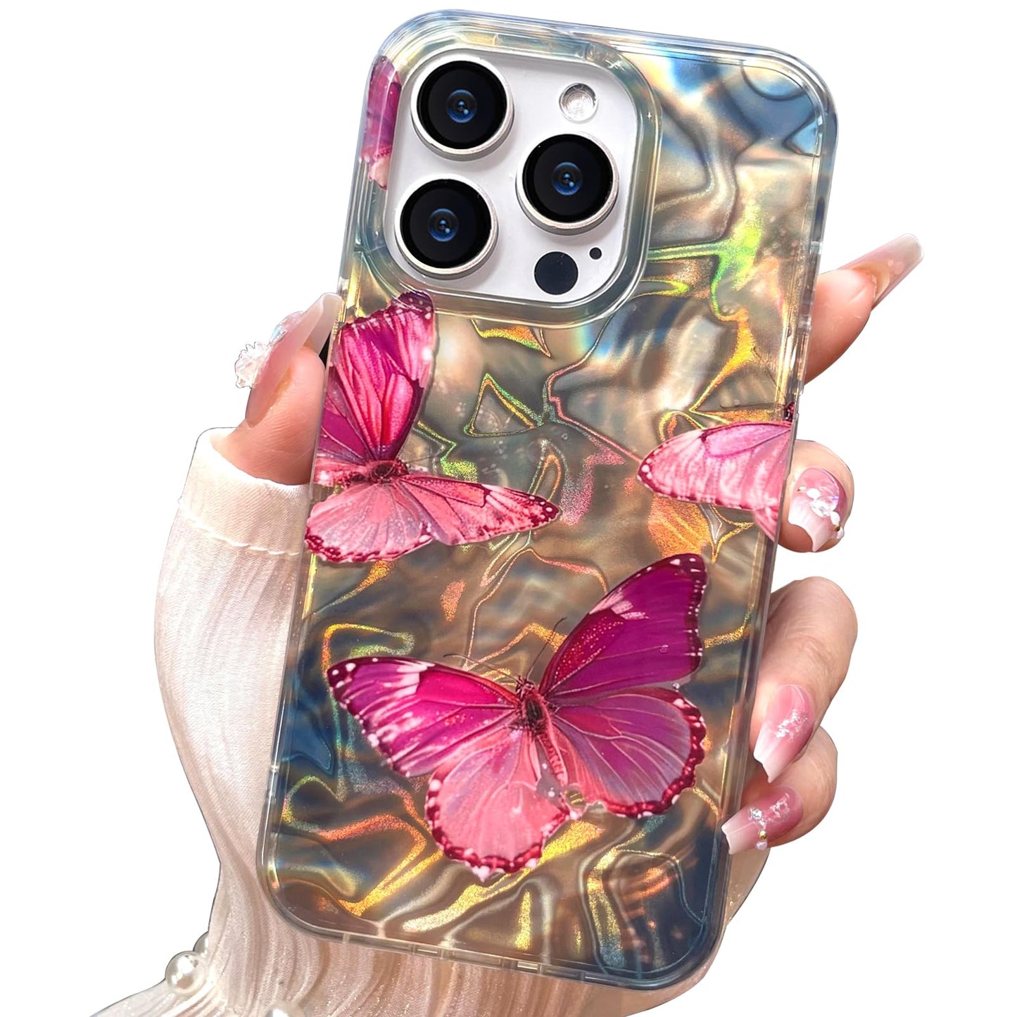 I-MGAE-IN-AR Compact Case for iPhone 16 Holographic Cloud Design,Cute Trendy Soft Slim TPU Shockproof Protective Phone Cases Cover for Women Girls Aesthetic Glitter WN420