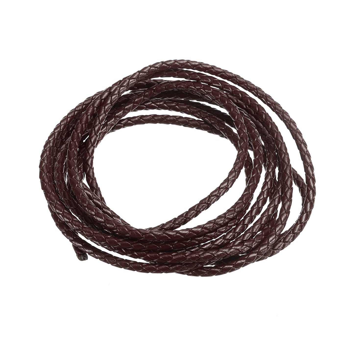 uxcell Leather Cord, 2.2 Yards 4mm Dia Braided String Strip for Purse Handbag Shoelace DIY Crafts Bracelet Making, Yellow BST326L