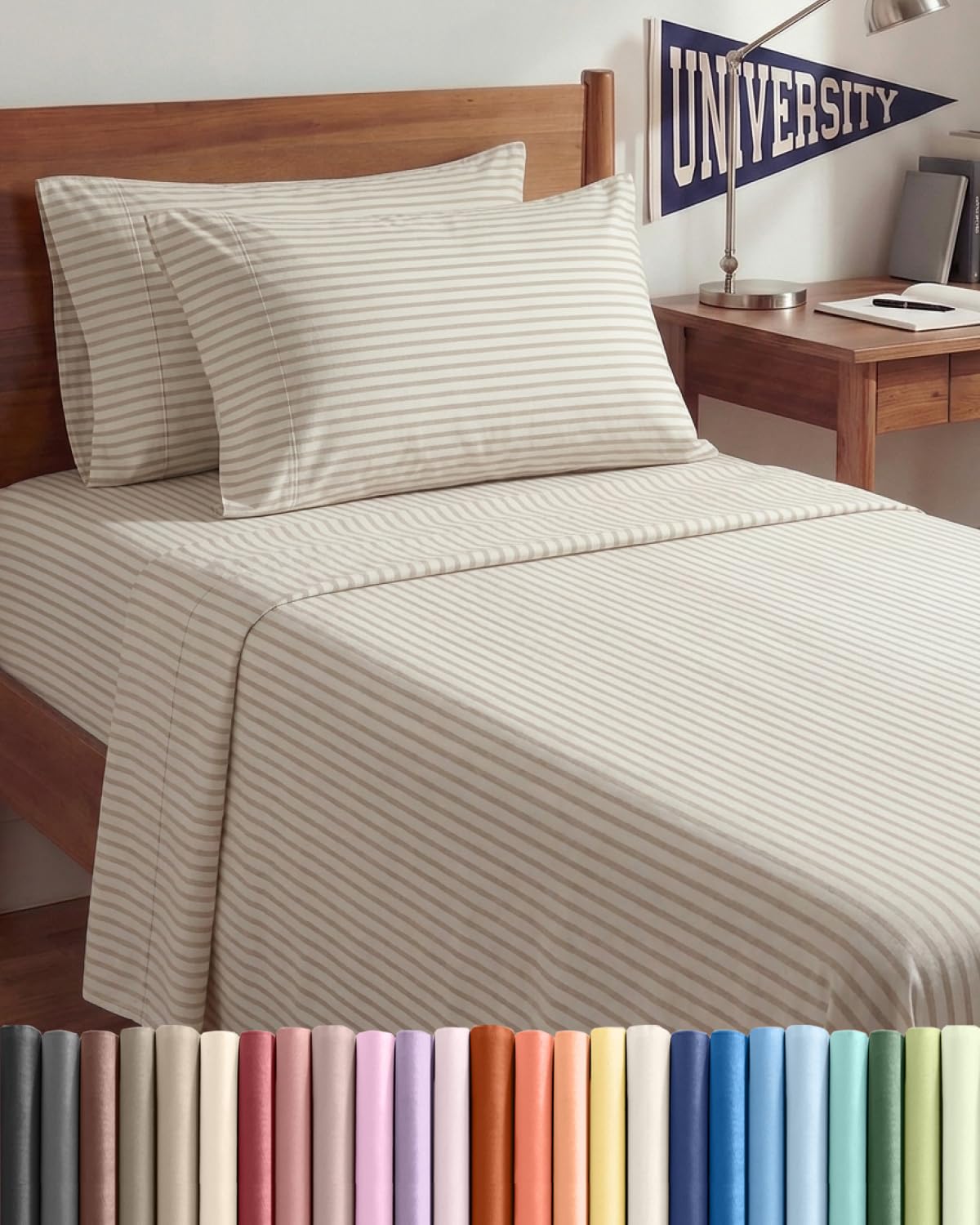 Split King 7 Piece Sheet Set - Comfy Breathable & Cooling - Soft Hotel Luxury Bedding Set with 8-16 Inch Deep Pockets - 1 Flat & 2 Fitted Sheet & 4 Pillowcases - Wrinkle Free & Easy Care - Steel Blue DD1210
